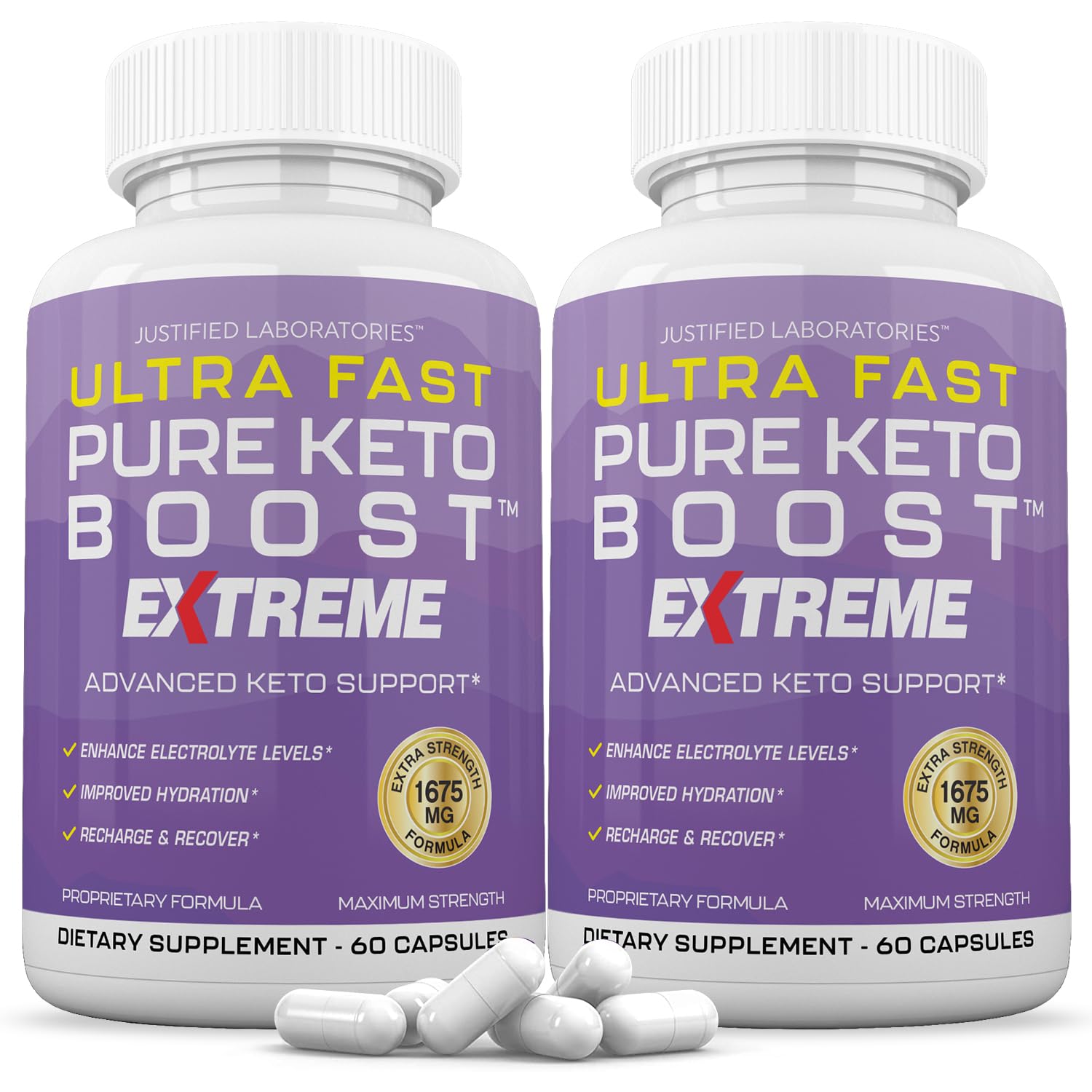 Justified Laboratories Ultra Fast Pure Keto Boost Extreme Keto Pills 1675MG New & Improved Formula Capsules 120 Capsules