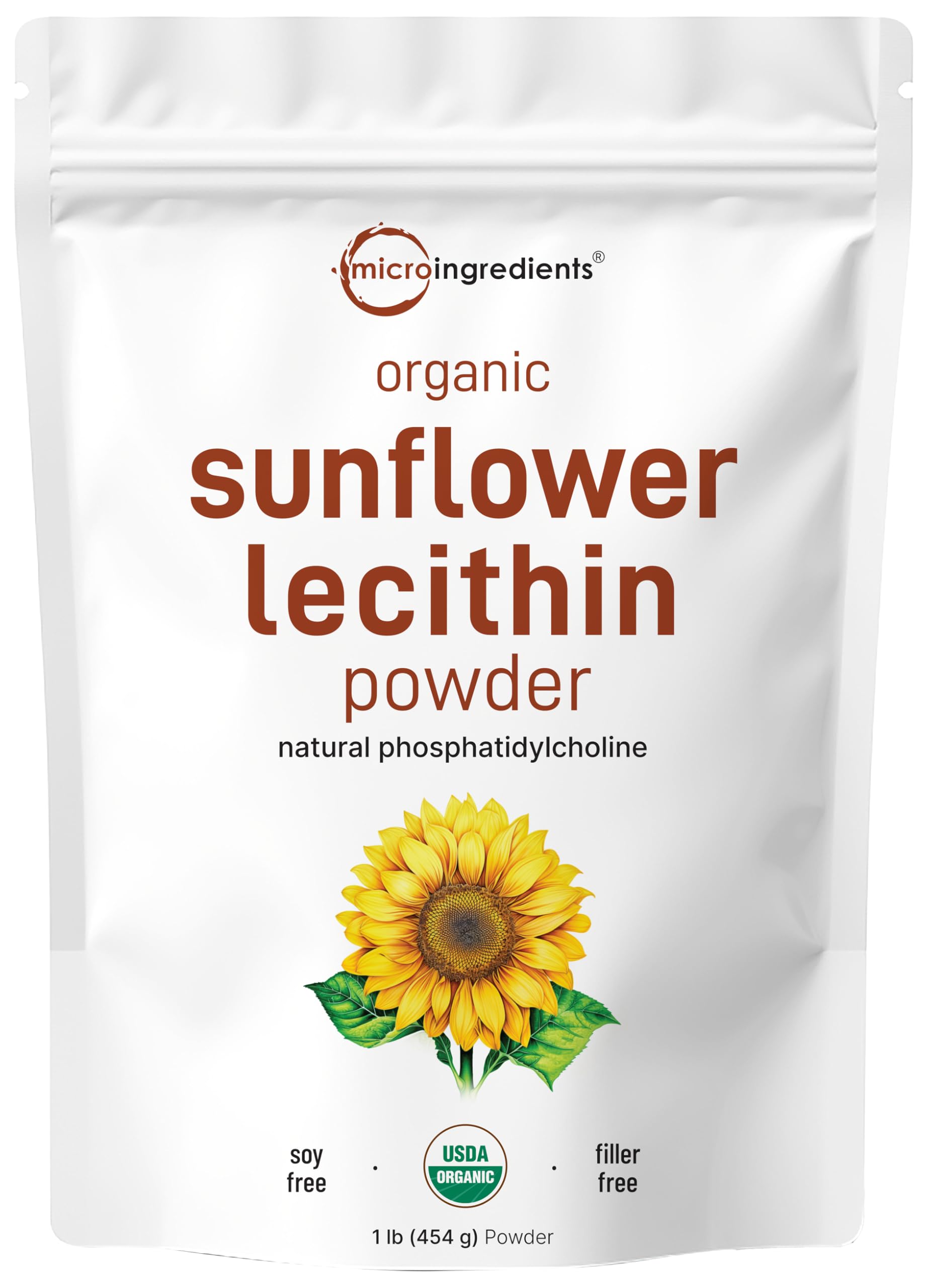 Micro Ingredients Organic Sunflower Lecithin Powder, 16 oz
