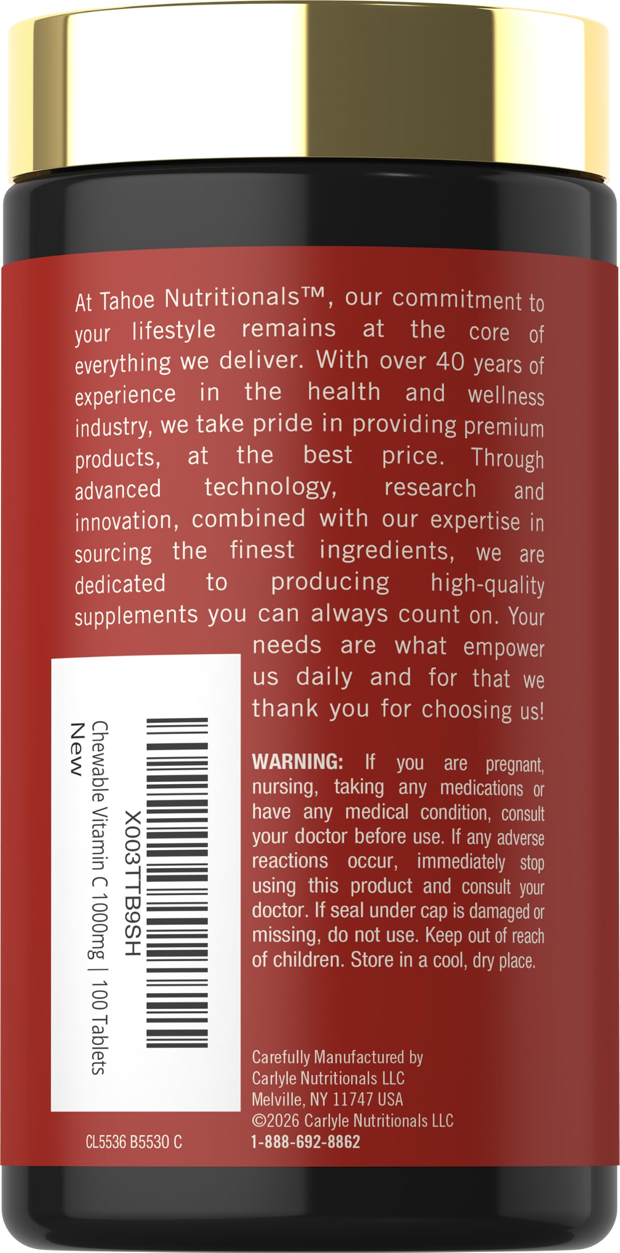 Carlyle Vitamin C 1000mg Chewable Tablets, 100 Count