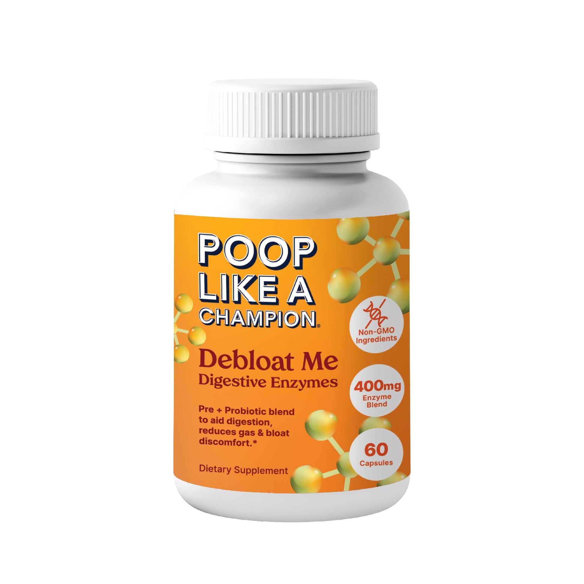 Poop Like a Champion Bloating Relief Digestive Enzymes Probiotic Powered 60 Capsules