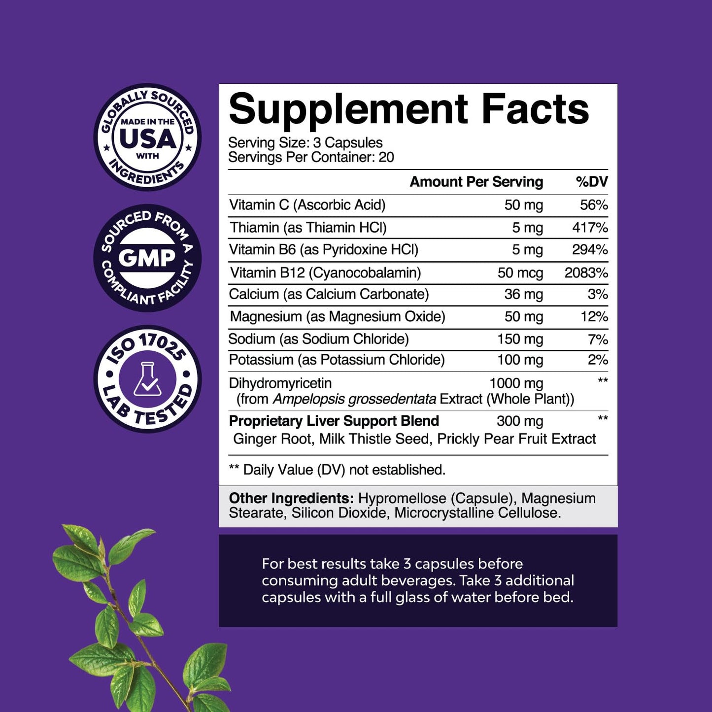 Natures Craft Nighttime Liver Detox & Hydration Capsules, 60 Count