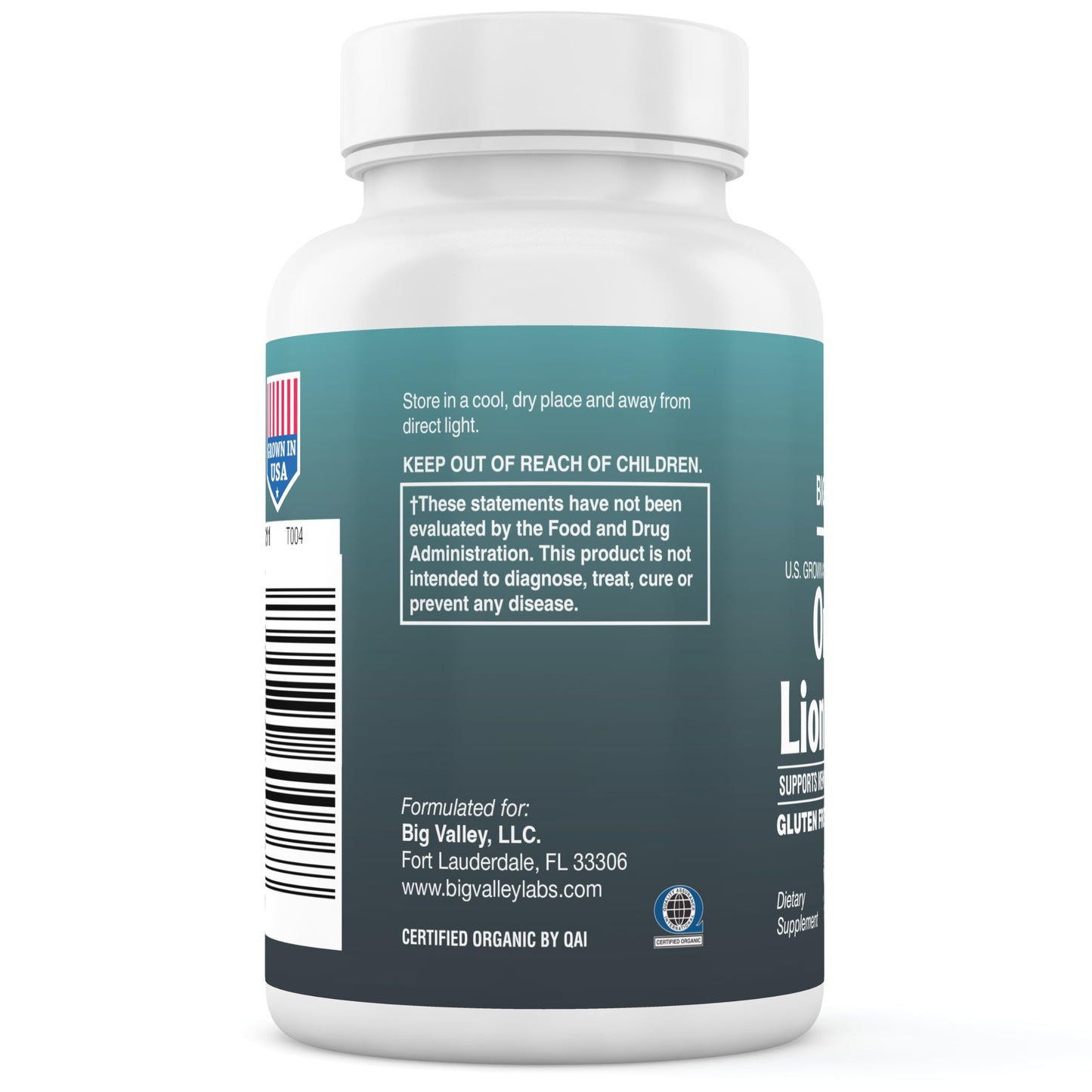 Big Valley Labs Organic Lion's Mane Mushroom Supplement, 60 Capsules