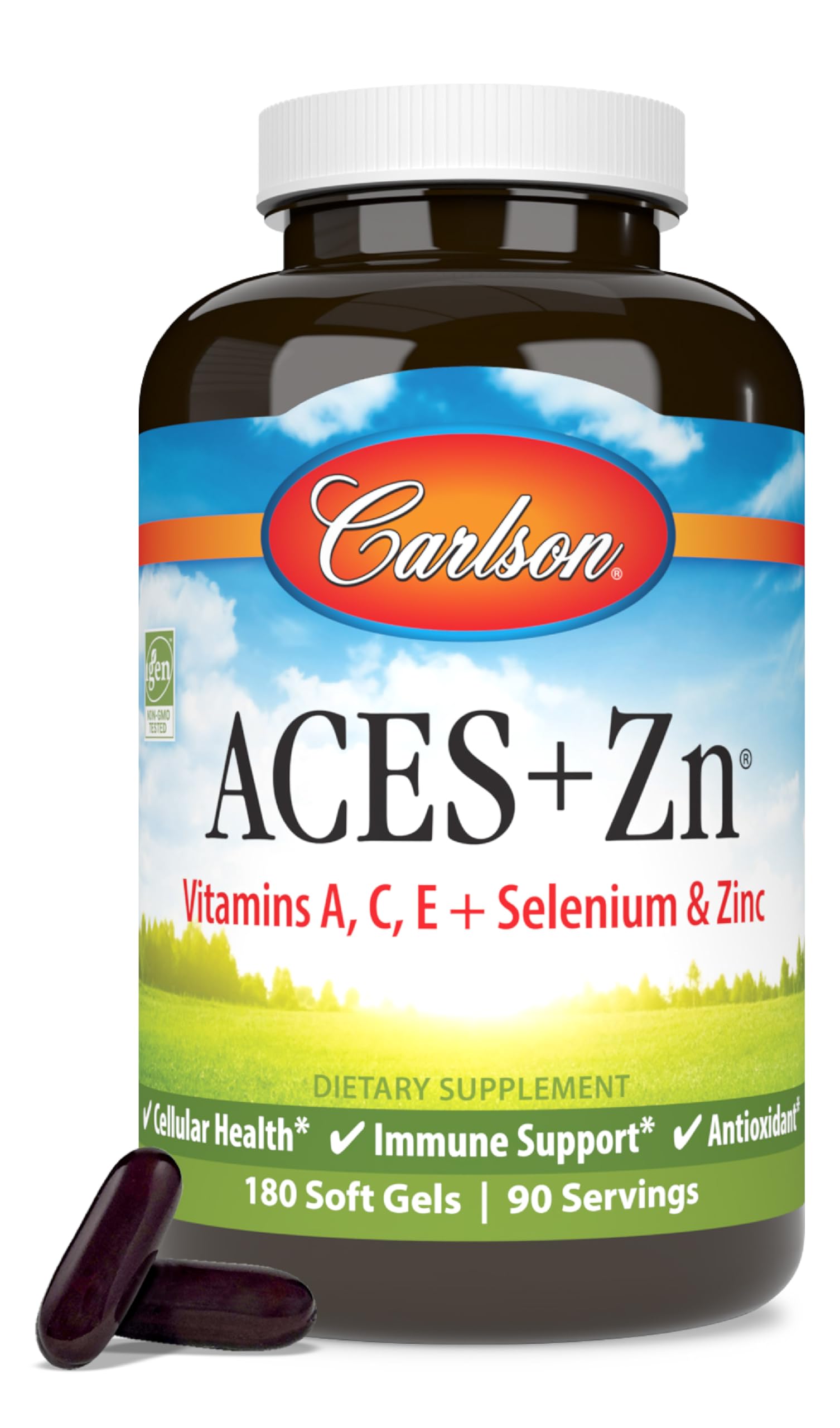 Carlson ACES + Zn Multivitamin with Zinc Cellular Health 180 Softgels