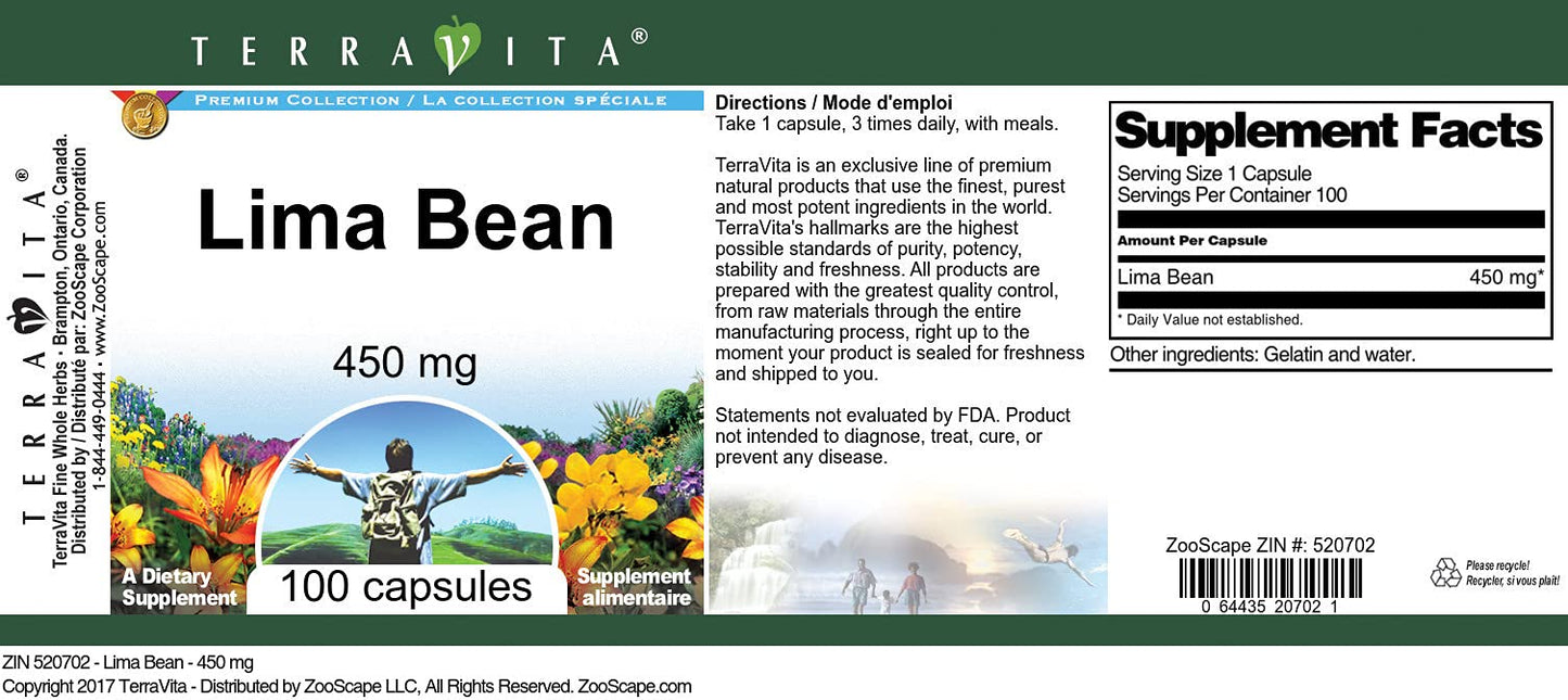 Terravita Lima Bean 450 mg Capsules, 300 Count