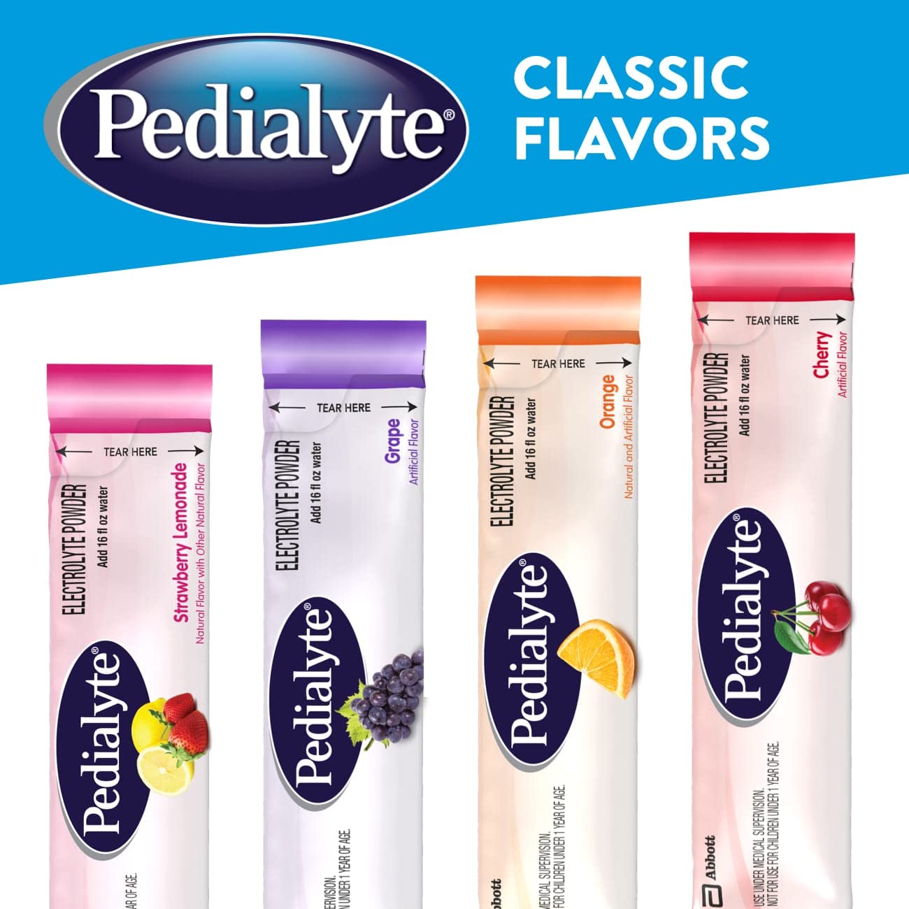 Pedialyte Electrolyte Powder Packets, Strawberry Lemonade, 18 Count