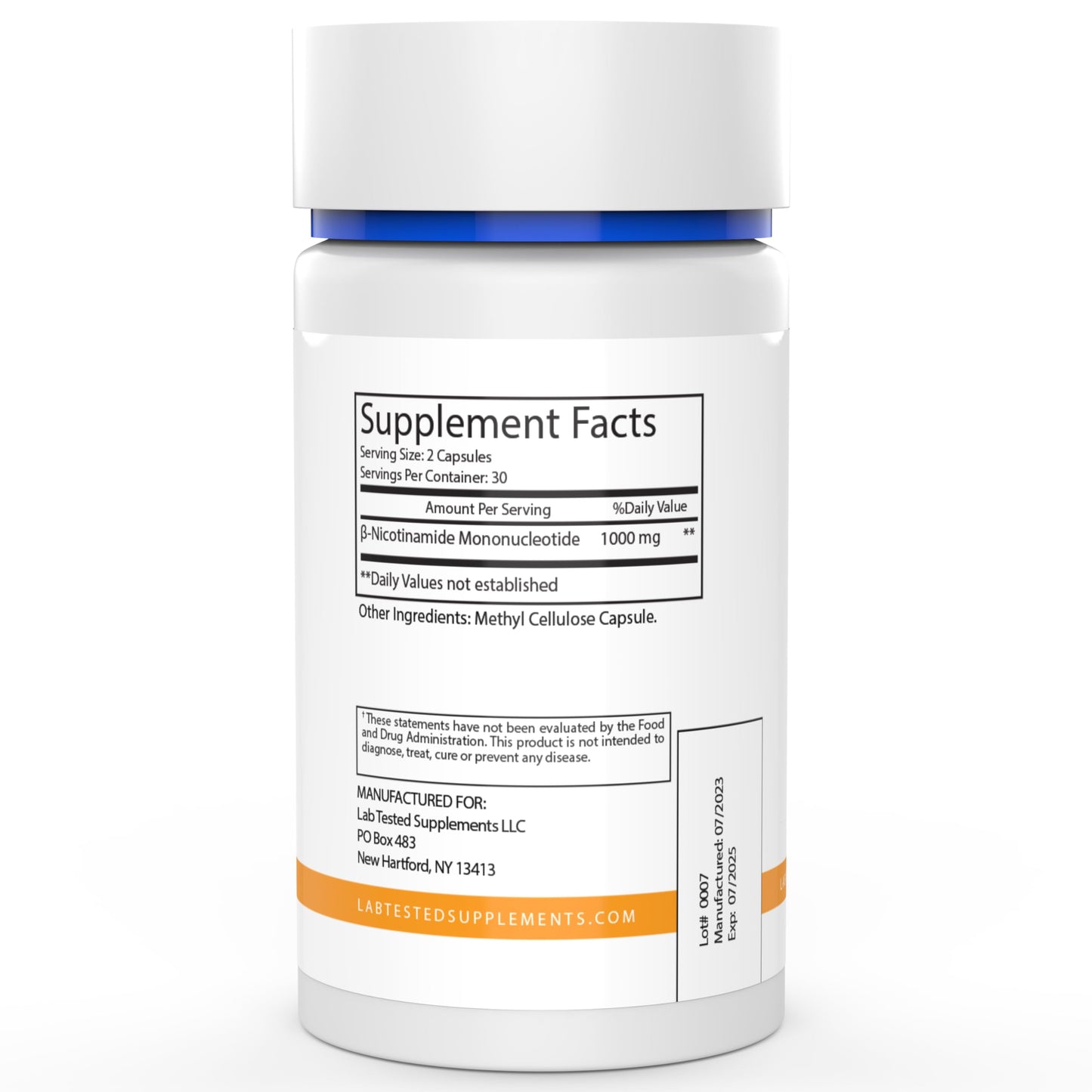 Lab Tested Supplements NMN NAD Booster Nicotinamide Mononucleotide No Fillers Capsules 60 Count