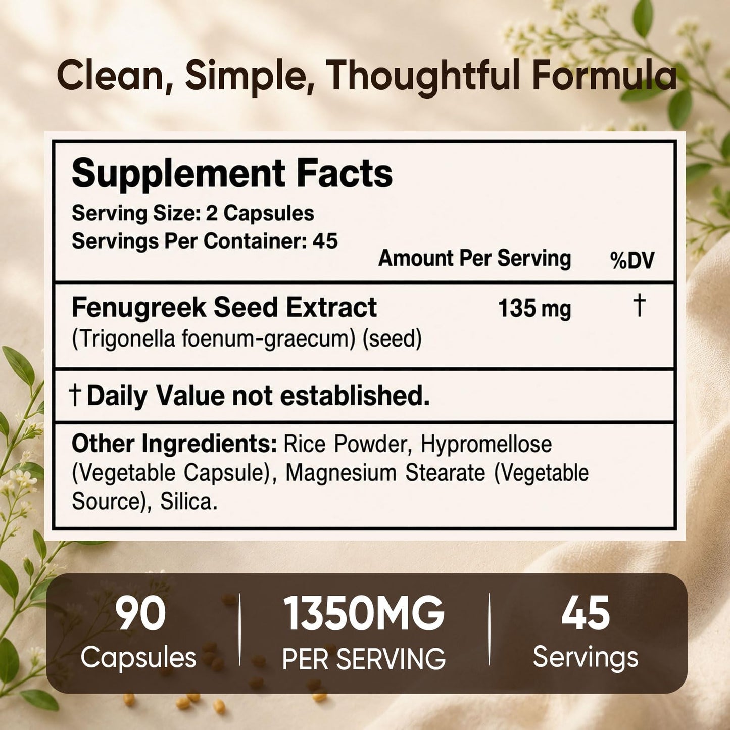 KILIBUM Celestials Fenugreek for Women, Women's Health Support, Herbal Supplement, 90 Capsules