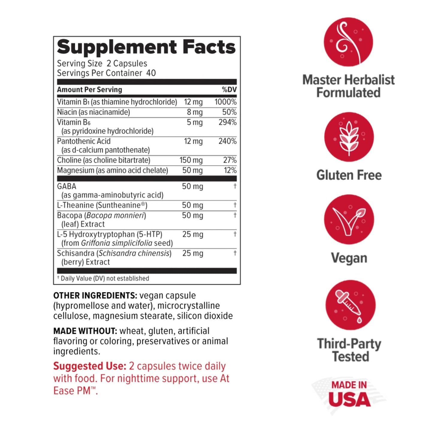 Redd Remedies At Ease Supports Relaxation and Stress Resistance Tablet, 80 Count