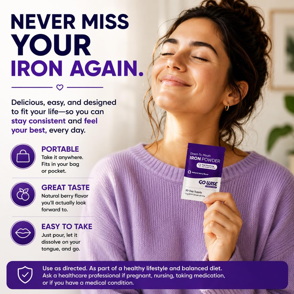 Go Wise Gentle Iron Powder with Scoop 1.2 Ounce