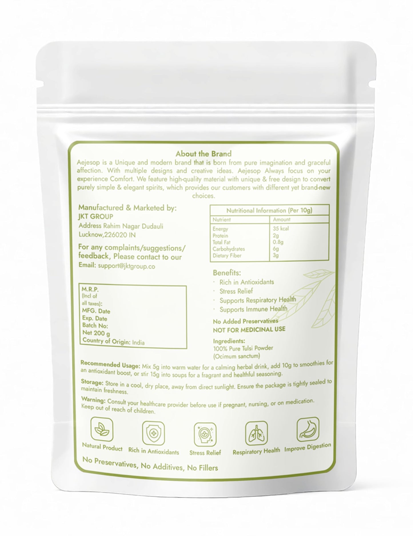 AEJESOP Dried Basil Leaves Powder 7 oz