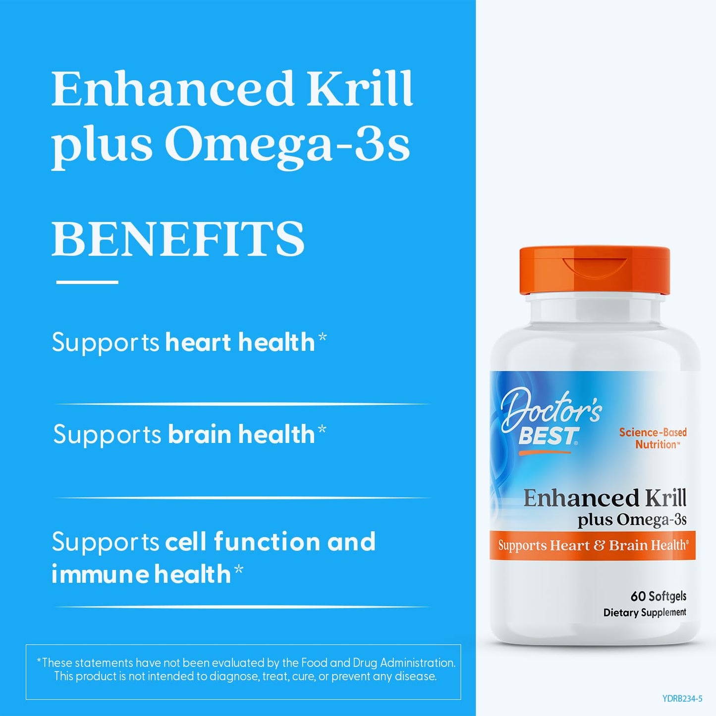 Doctor's Best Antarctic Krill Oil Plus Omega 3s Softgels, 60 Count