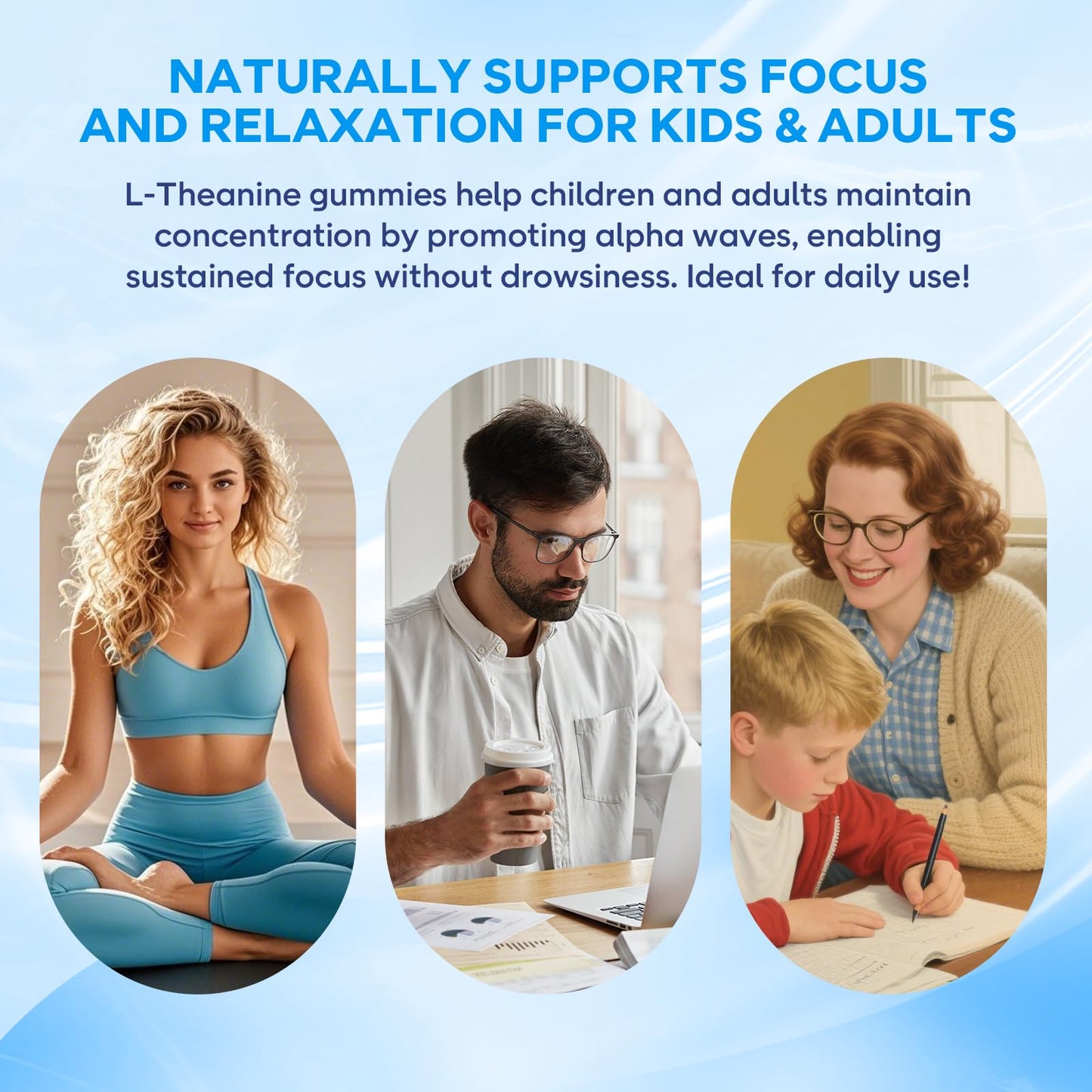 BVIVLOO L-Theanine Gummies with Ashwagandha, GABA, 5-HTP & Magnesium Glycinate for Calm & Relaxation, Vegan Raspberry Flavor, 2 Count
