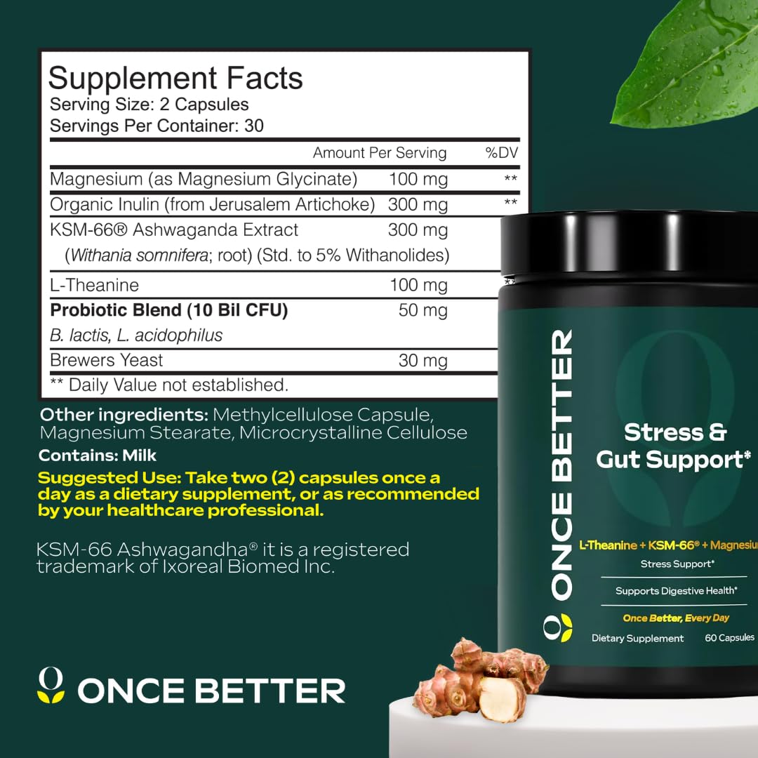 Once Better Stress & Gut Support Supplement Capsule 60 Count