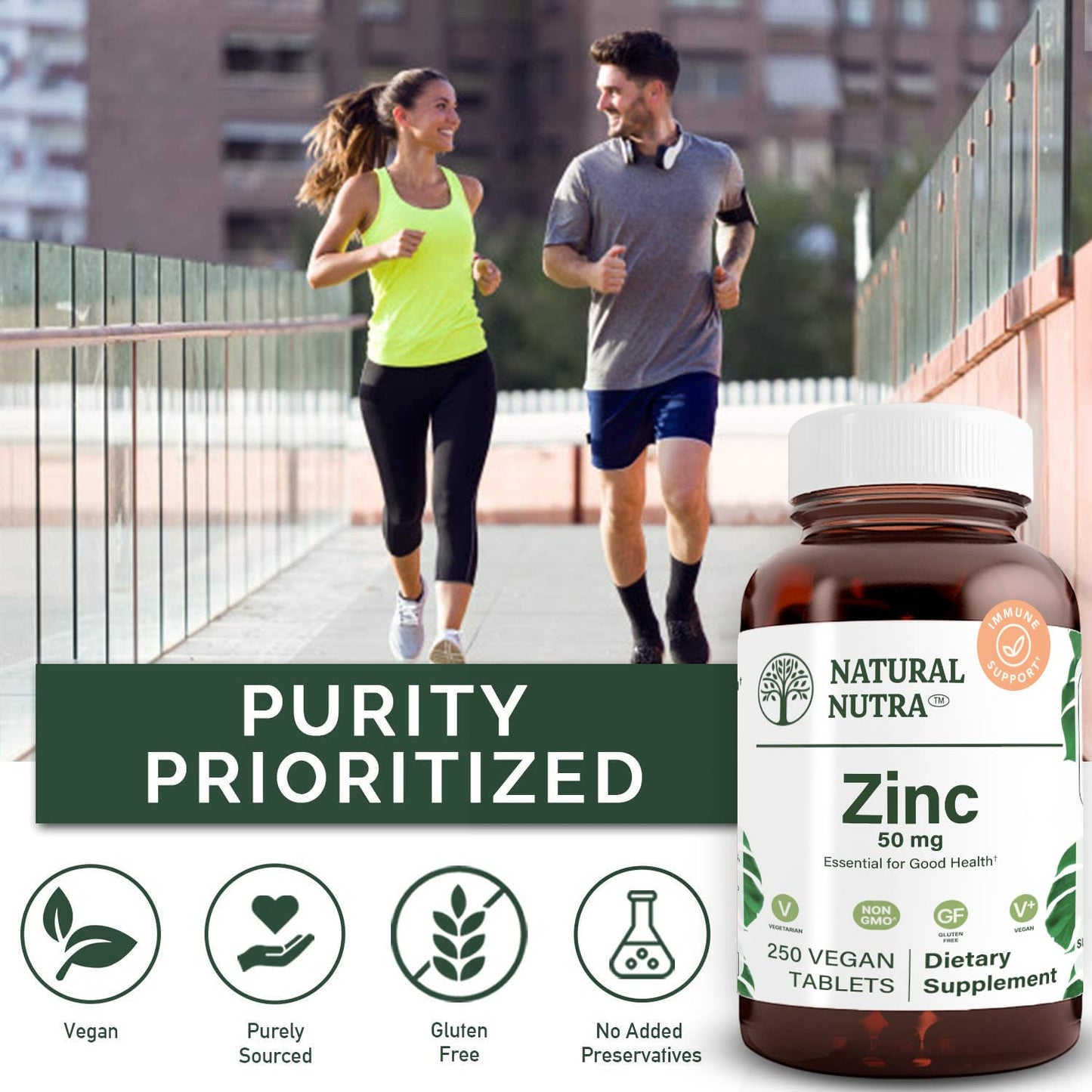 Natural Nutra Zinc Gluconate 50mg Tablets, 250 Vegan Tablets