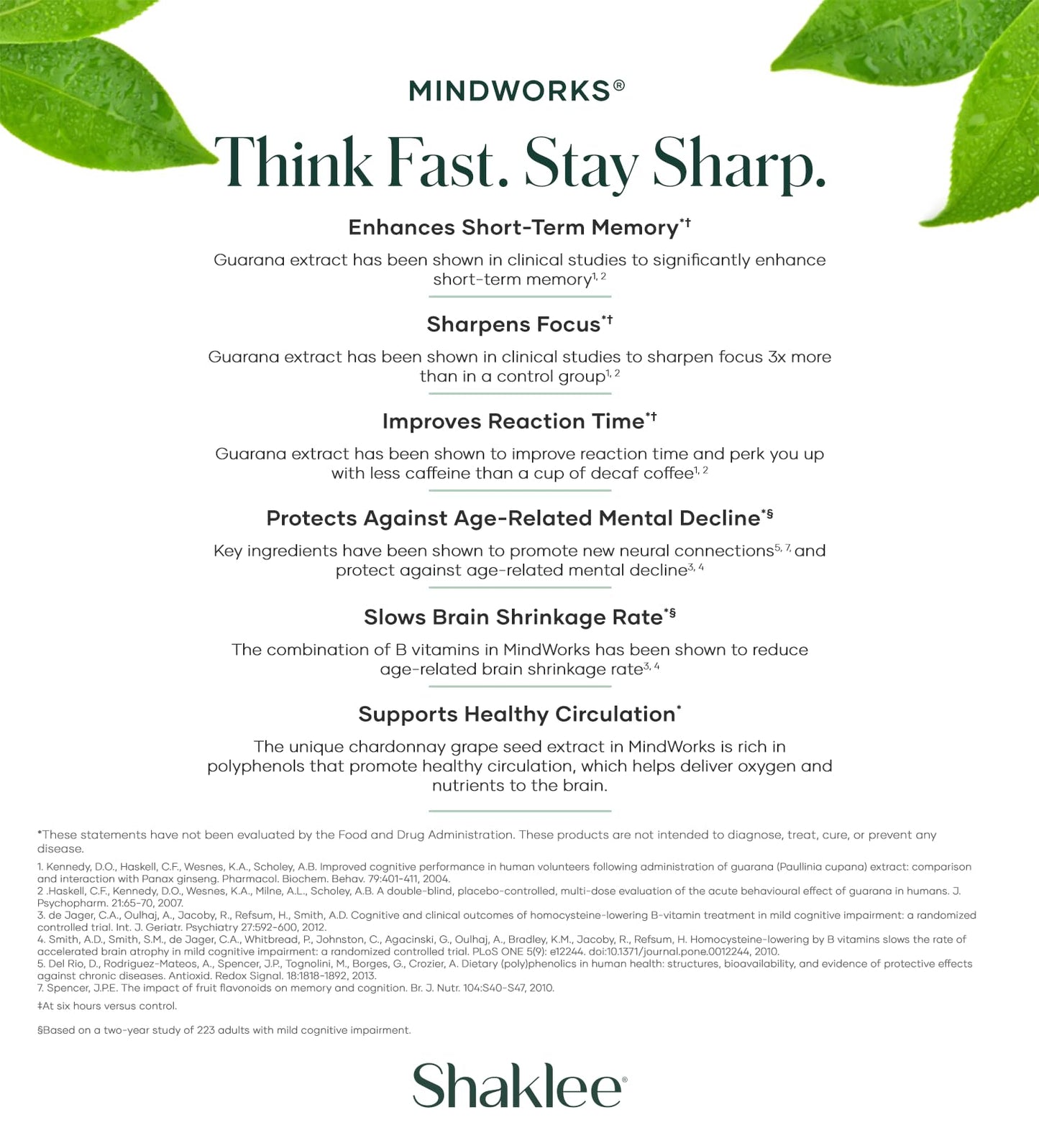 Shaklee MindWorks Brain Health Supplement 30 Tablets