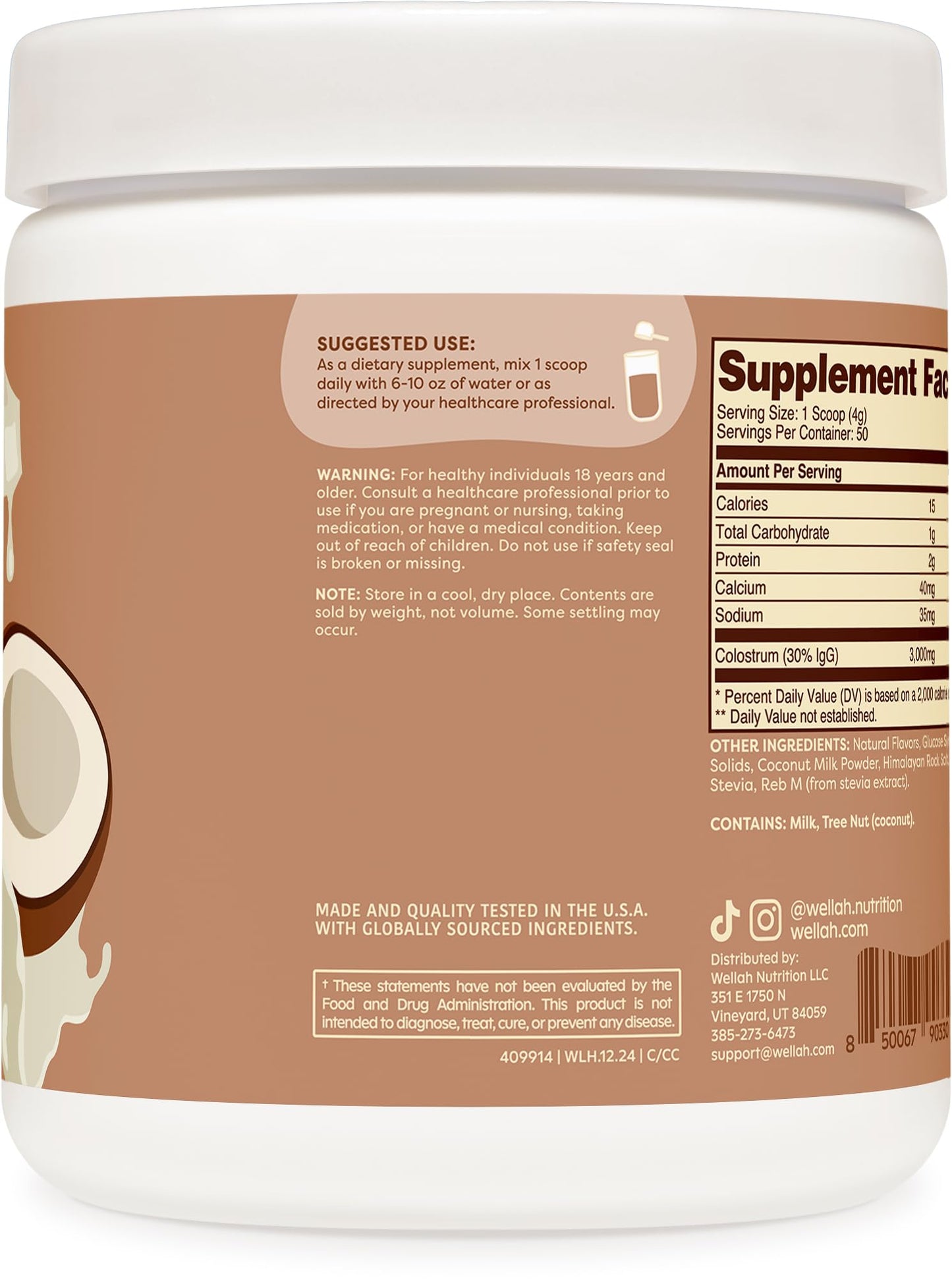Wellah Colostrum Powder (Coconut Cream) 7