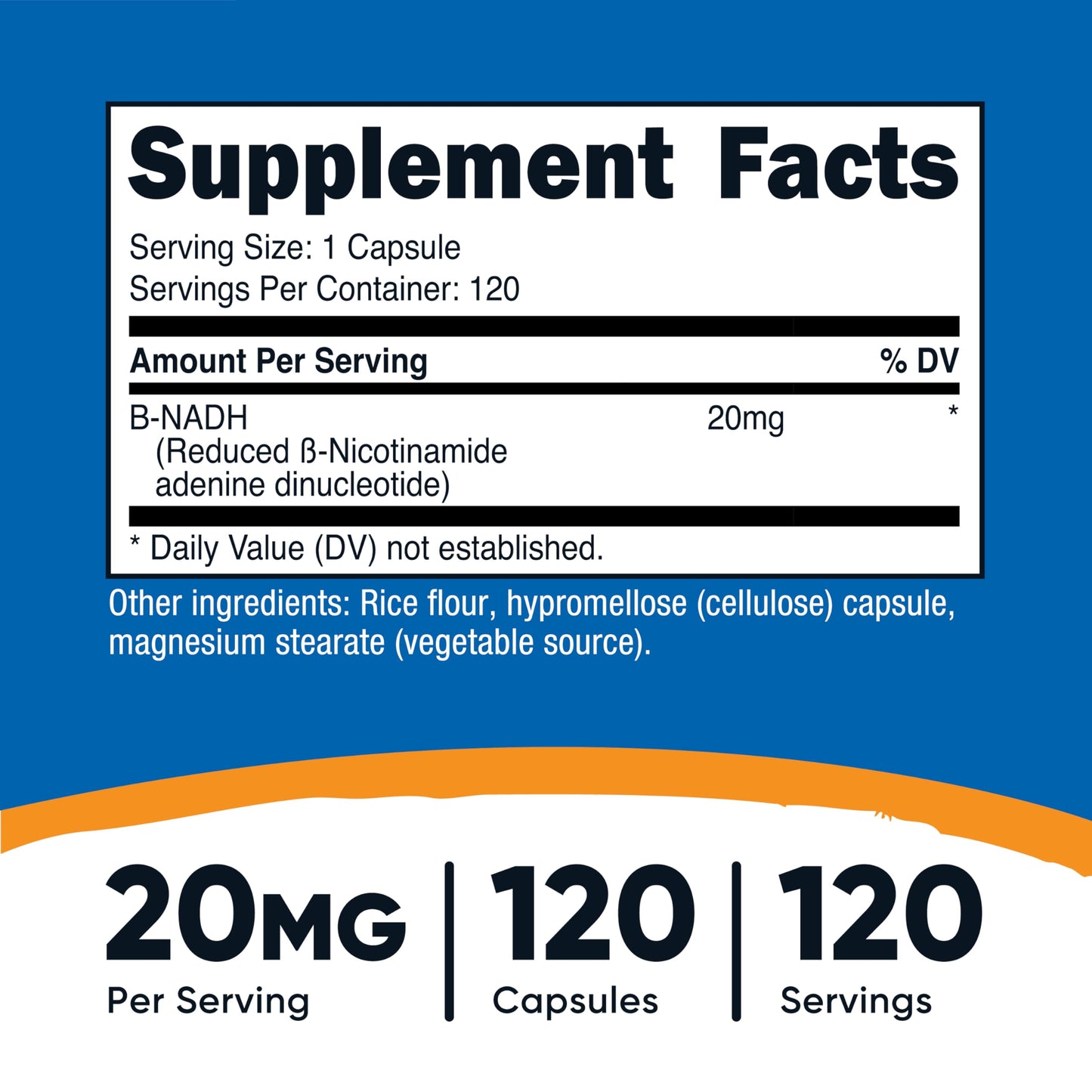 Nutricost NADH Supplement 20mg Capsules 120 Count
