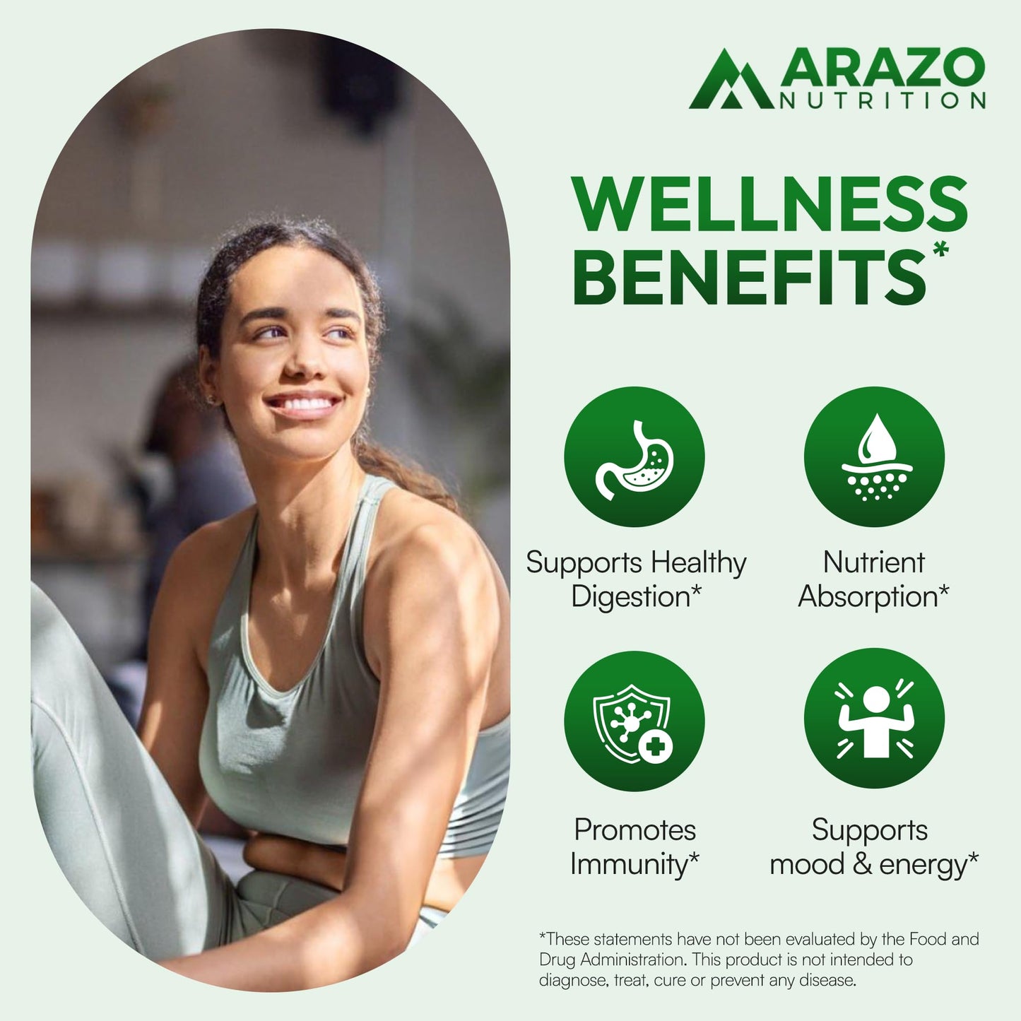 Arazo Nutrition Probiotic 40 Billion CFU Per Serving Time Delay Release with Prebiotics and Acidophilus, 60 Capsules