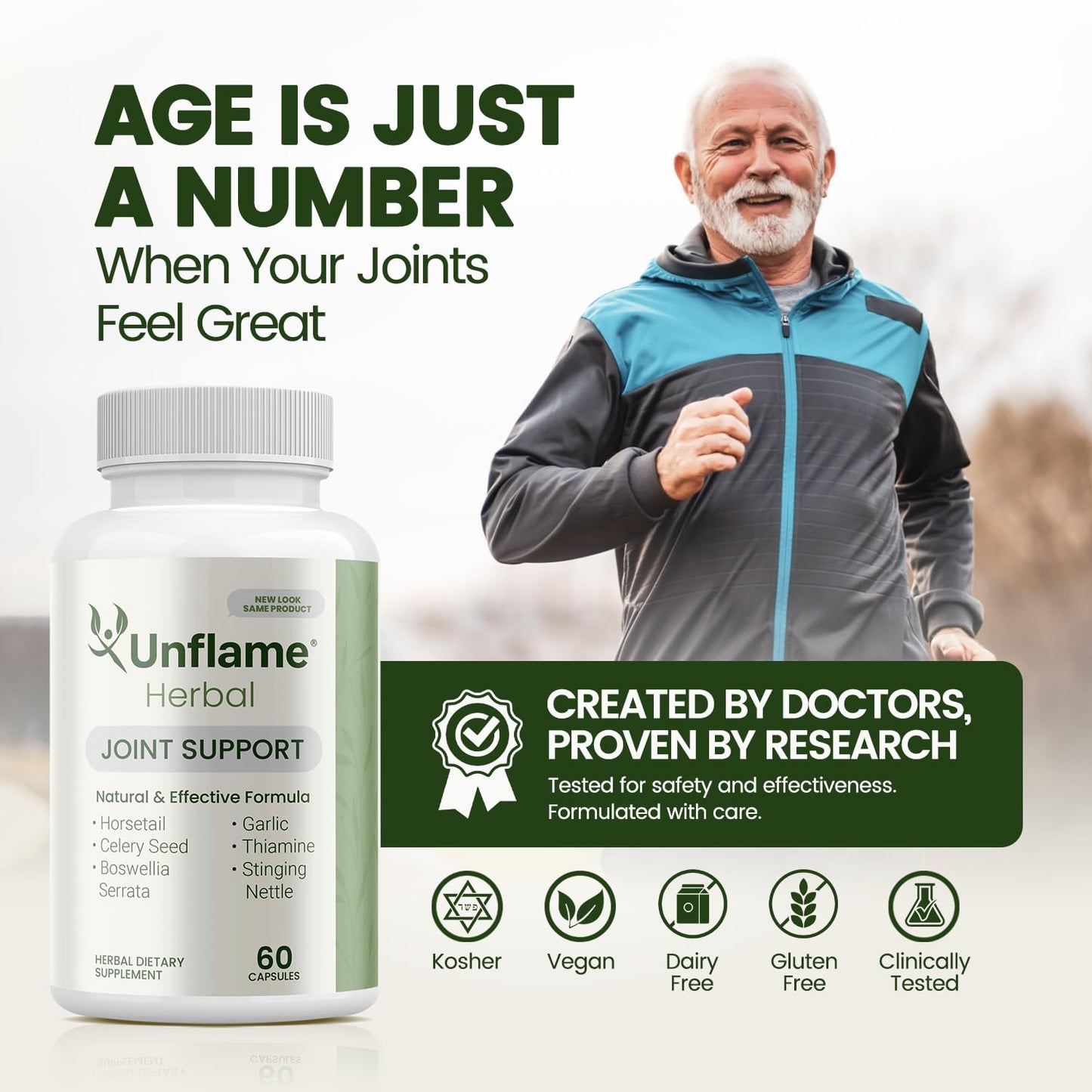 Unflame Herbal Supplement - Botanical Support for Joints, Back, and Muscles - Natural Herbal Blend - Dietary Supplement, 60 Capsules