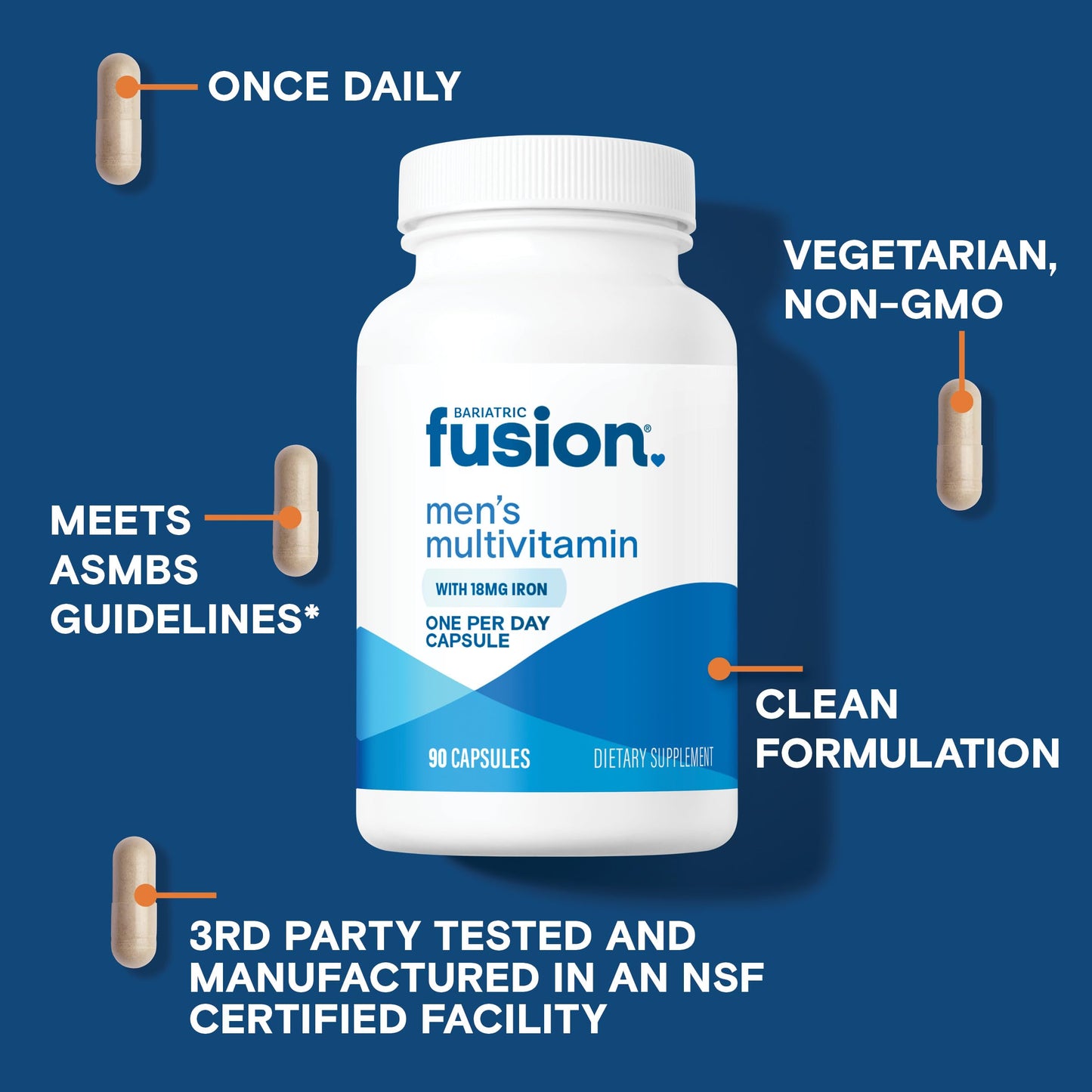 Bariatric Fusion One Per Day Bariatric Multivitamin with Iron for Men, 90 Capsules