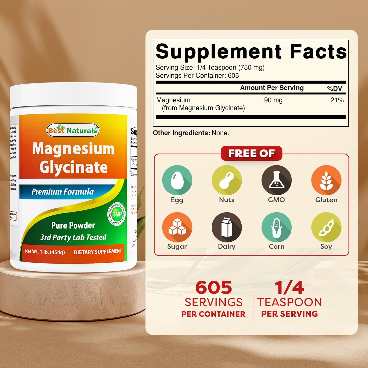 Best Naturals Magnesium Glycinate Powder, 32 oz