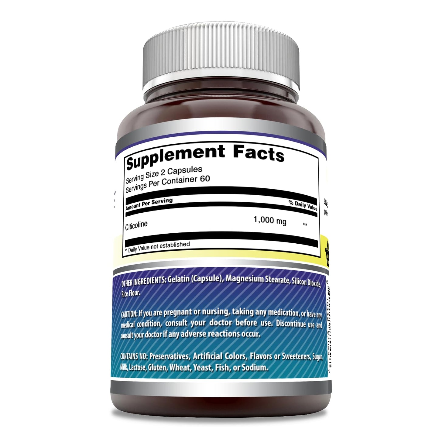 Amazing Nutrition Citicoline Supplement 1000 Mg per Serving, 120 Capsules