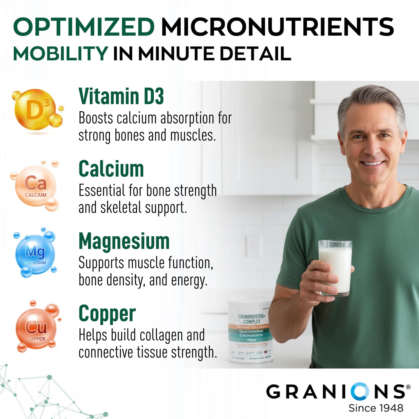 Granions Glucosamine Chondroitin MSM Powder 9.91 oz