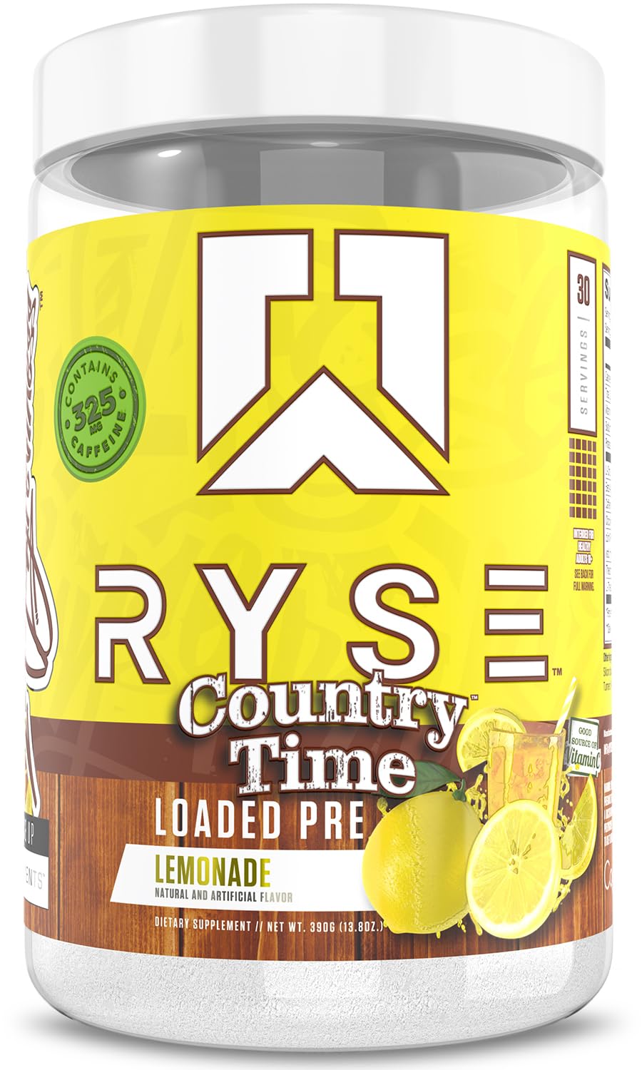 RYSE Up Supplements Loaded Pre Workout Powder Country Time Lemonade, 15.3 oz, 30 Servings