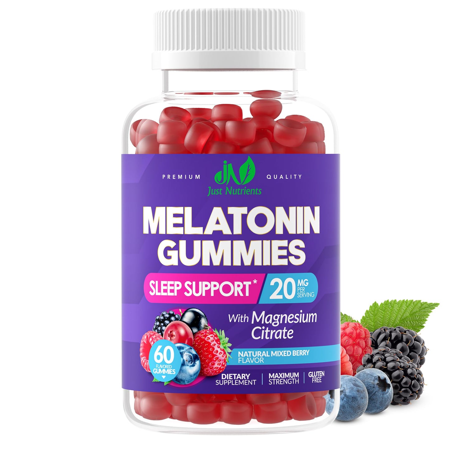 Just Nutrients Melatonin Gummies with Magnesium Citrate, 60 Gummies