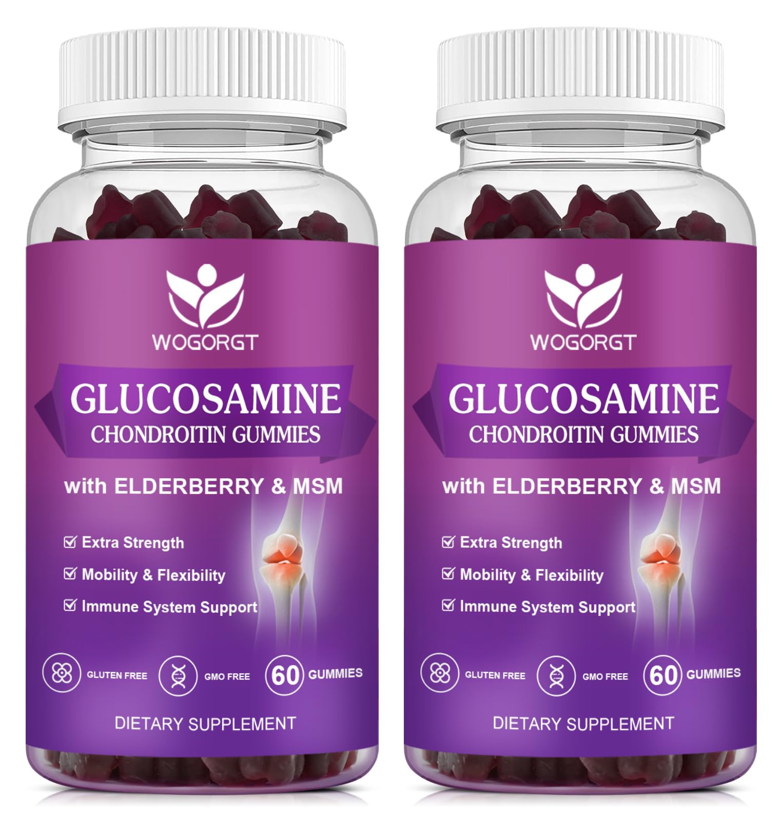 WOGORGT Glucosamine Chondroitin Gummies with MSM for Adults, 120 Gummies