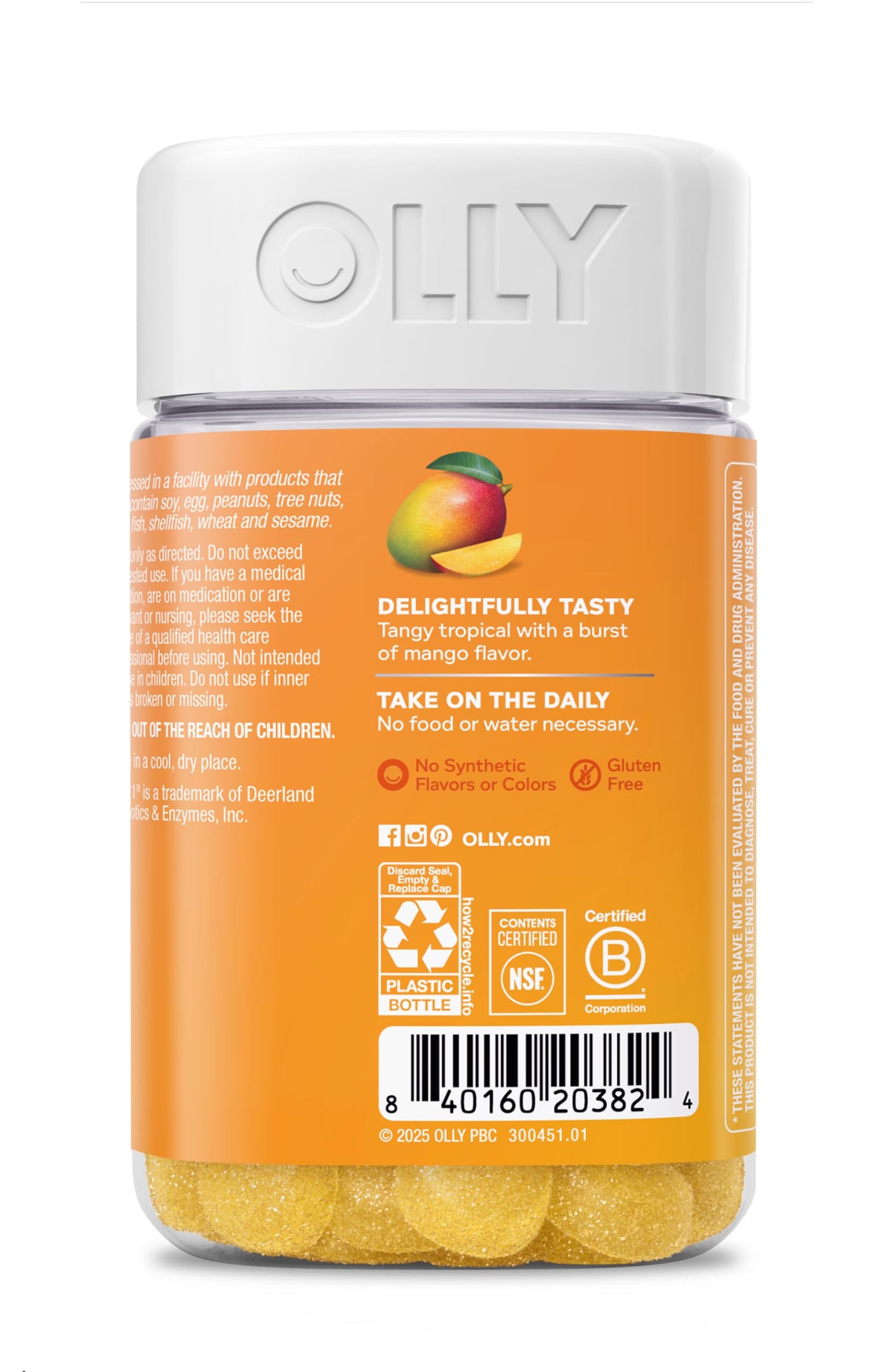 OLLY Probiotic Gummy, Immune and Digestive Support 120 Count