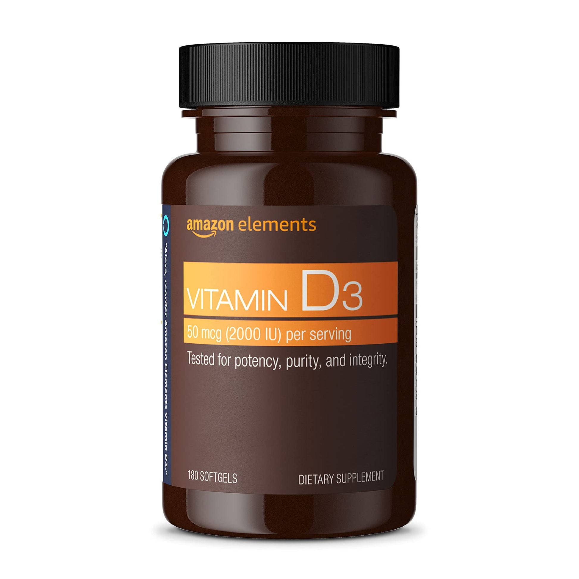 Amazon Elements Vitamin D3 2000 IU Softgels, 180 Count