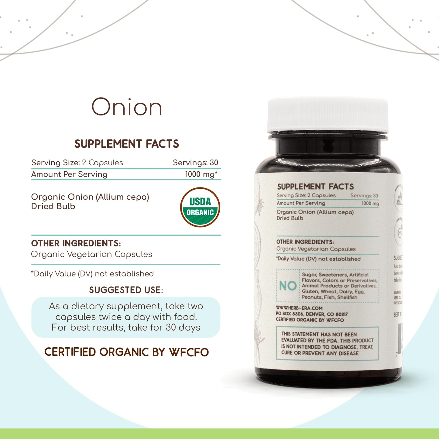 HerbEra Onion USDA Organic 60 Capsules