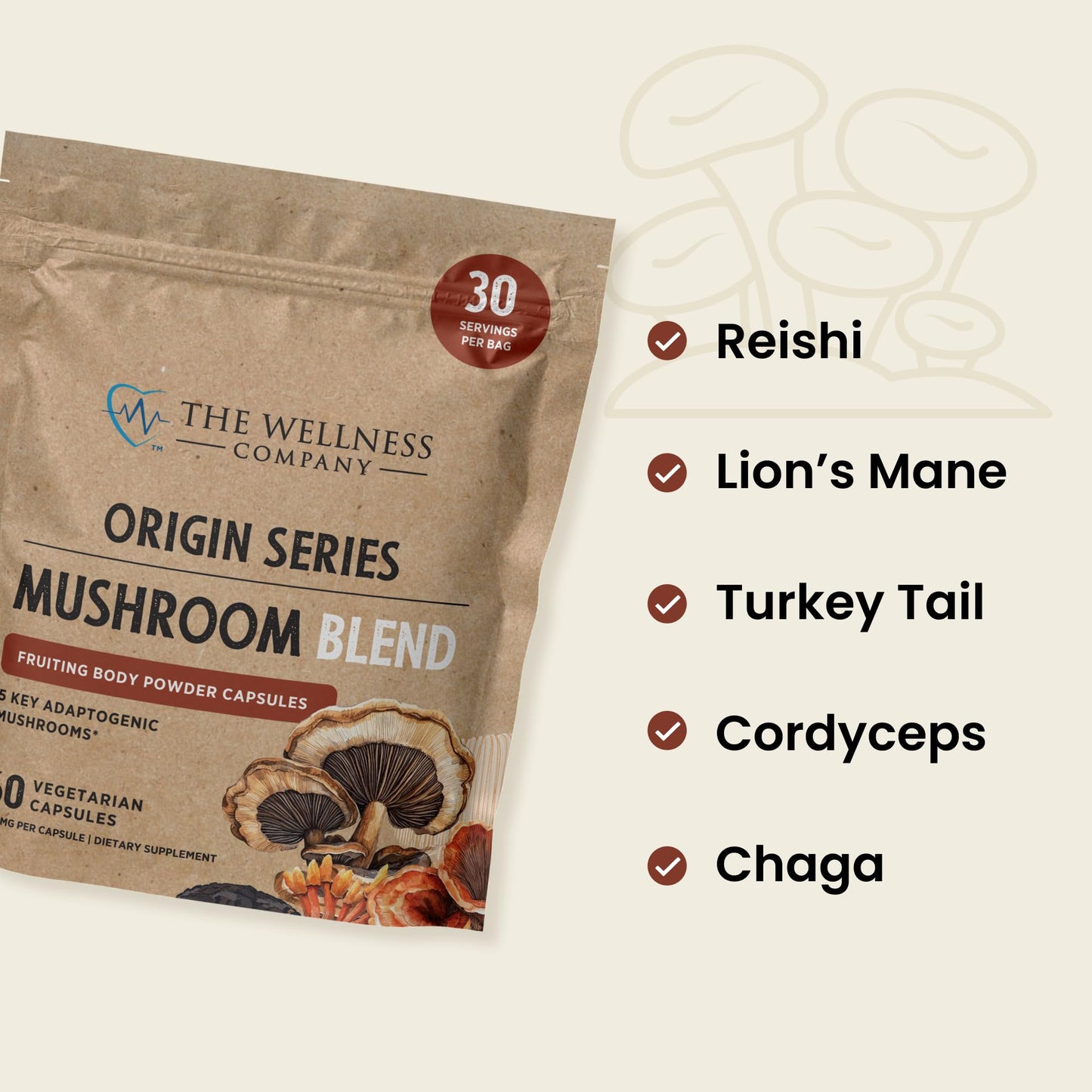 The Wellness Company Mushroom Blend Capsules 60 Capsules