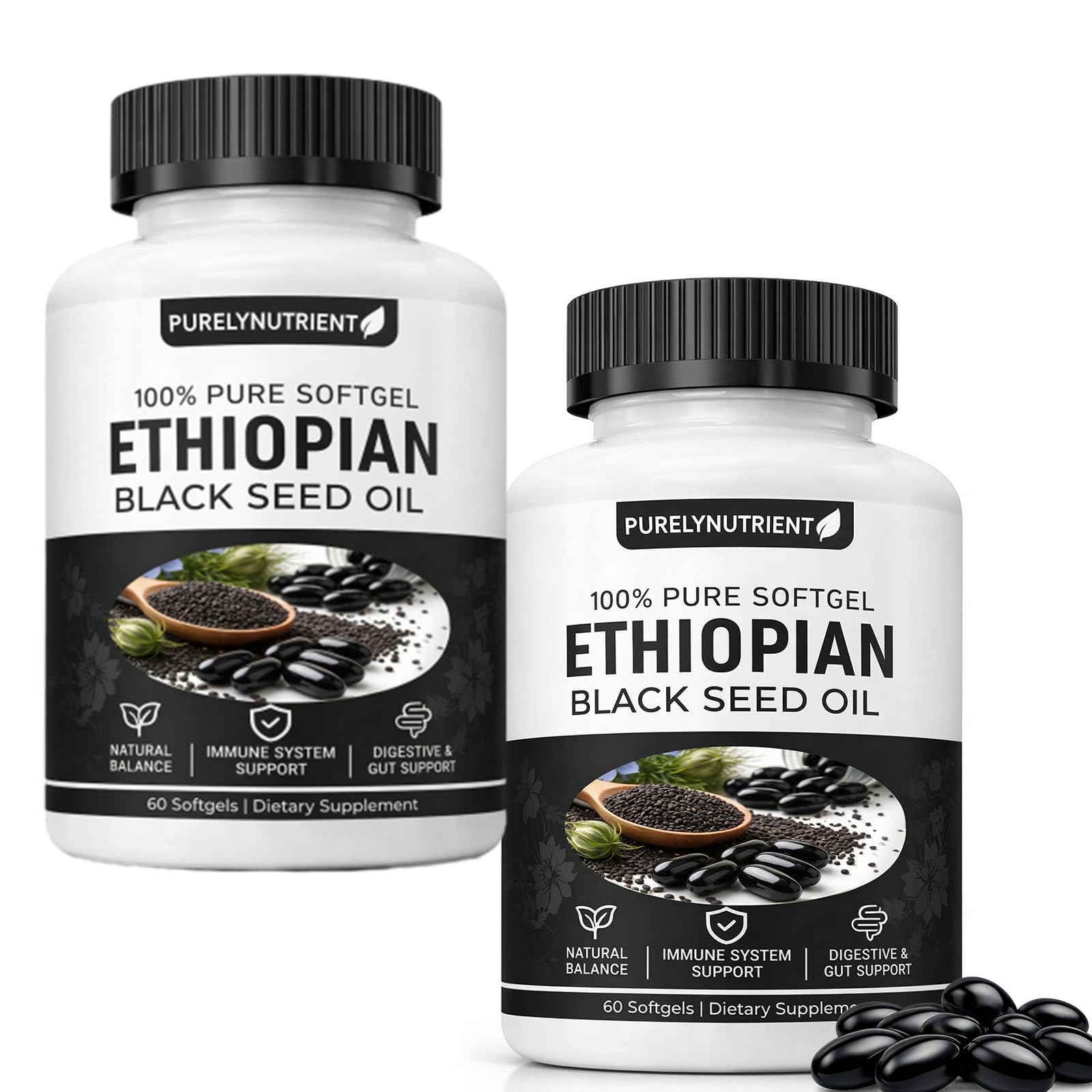 TUVAAZ Ethiopian Black Seed Oil Capsules, 60 Count