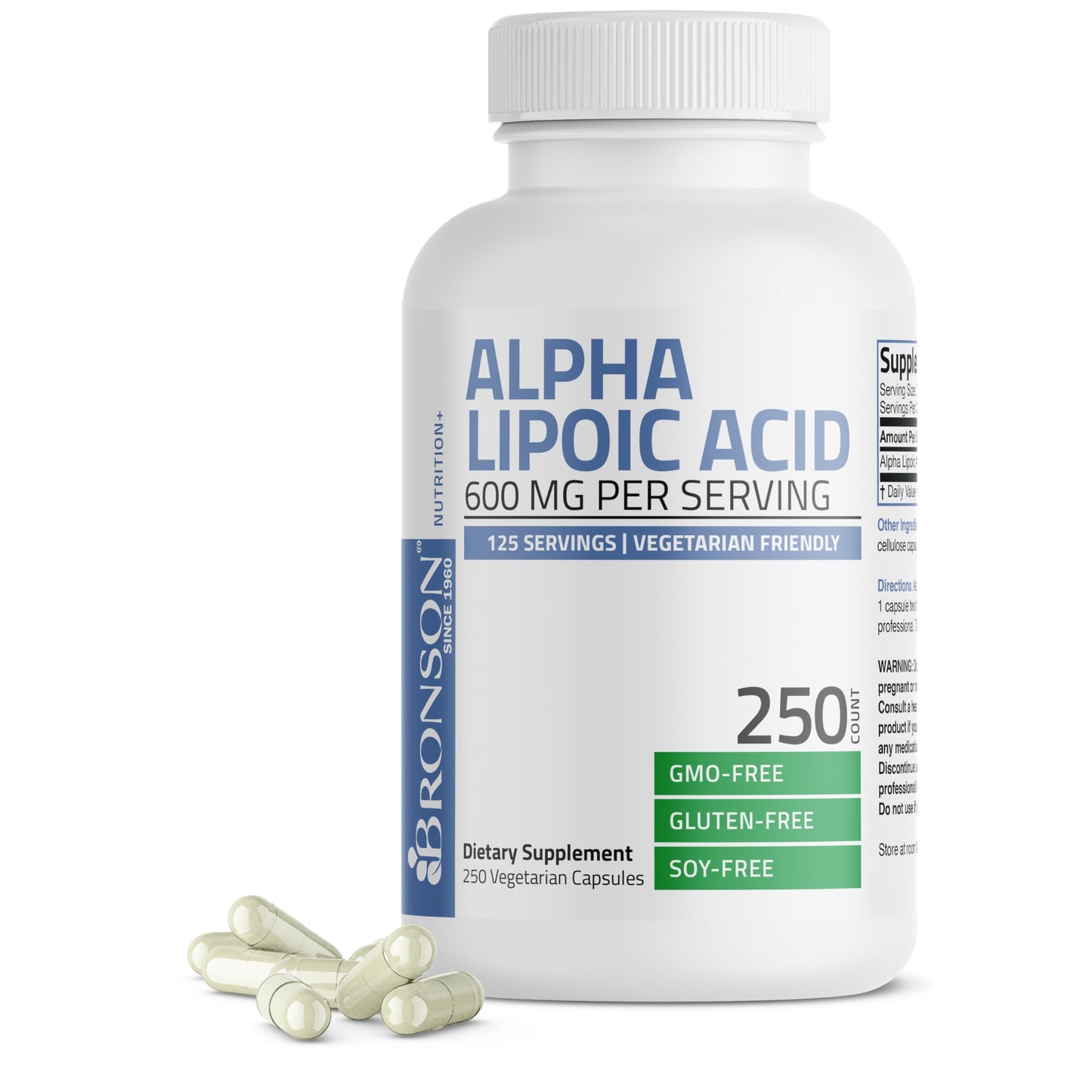 Bronson Alpha Lipoic Acid 600 mg Glucose Metabolism Support Capsules, 250