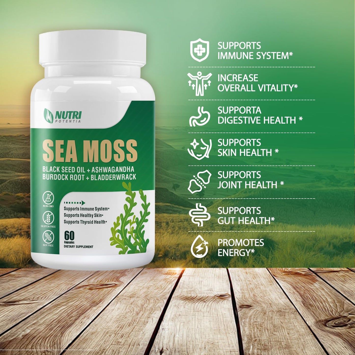 NUTRI POTENTIA Sea Moss Capsules, 60 Count