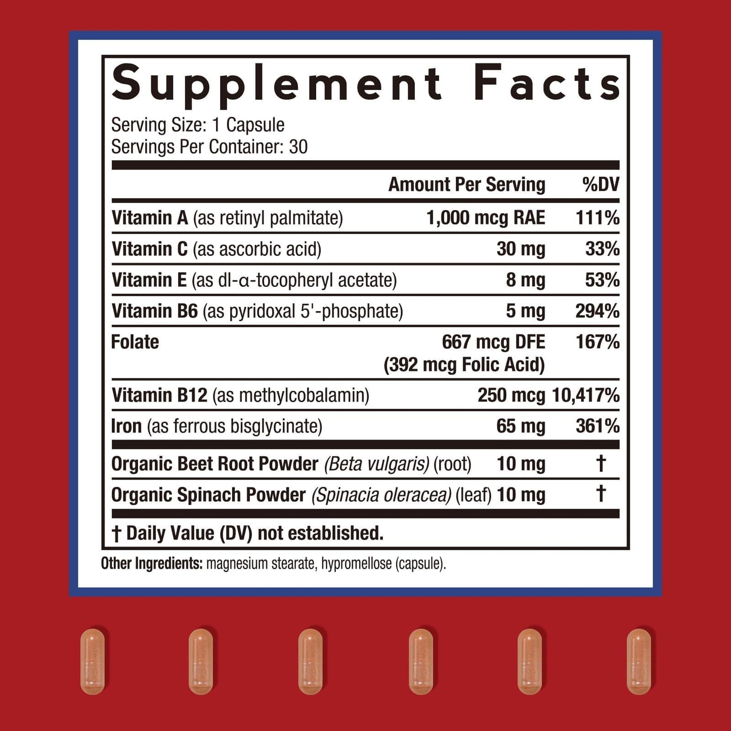 Doctor's Recipes Iron Supplement for Women 30 Capsules