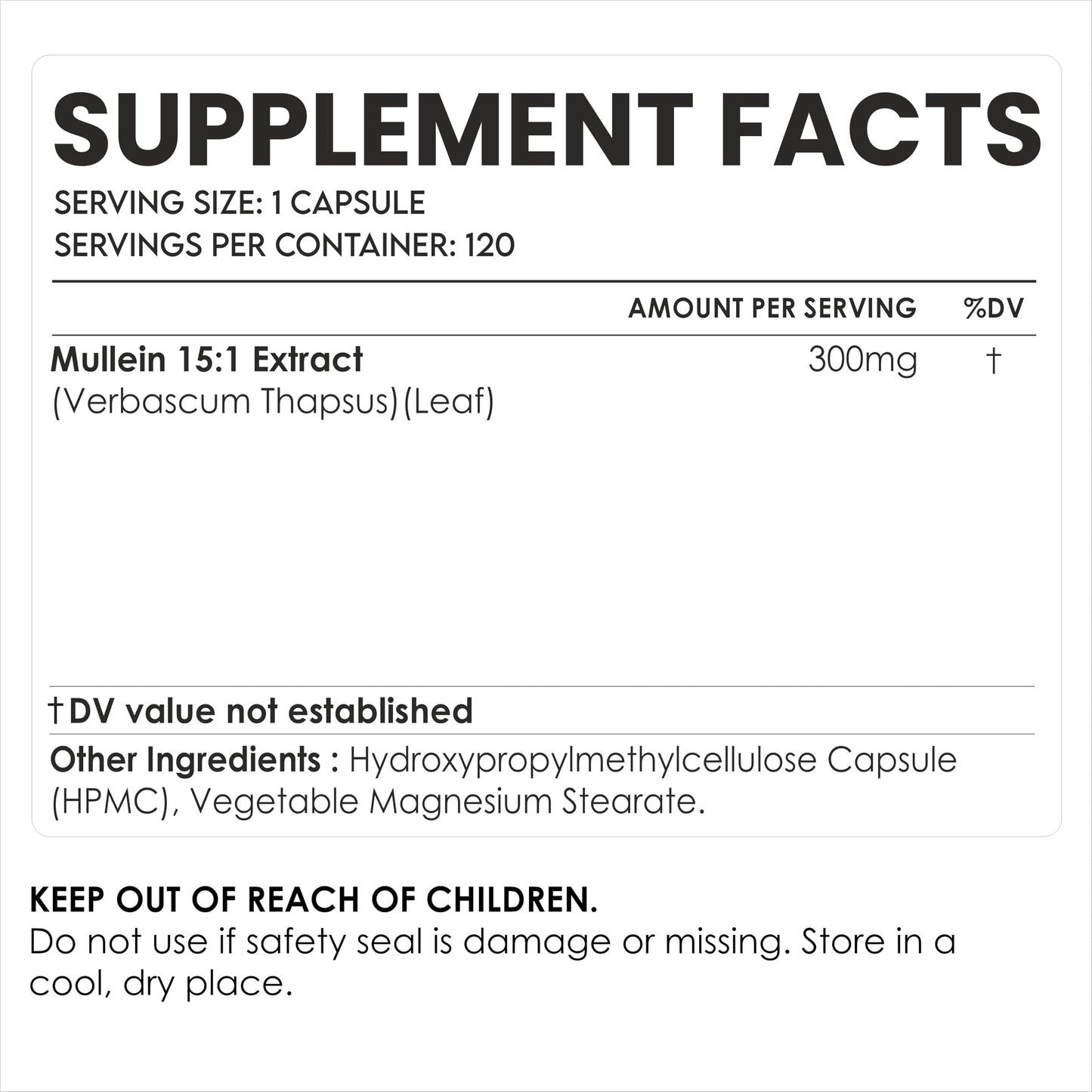 AMALTH Mullein Capsules 300 mg Mullein Leaf Extract Capsules, 1 Count