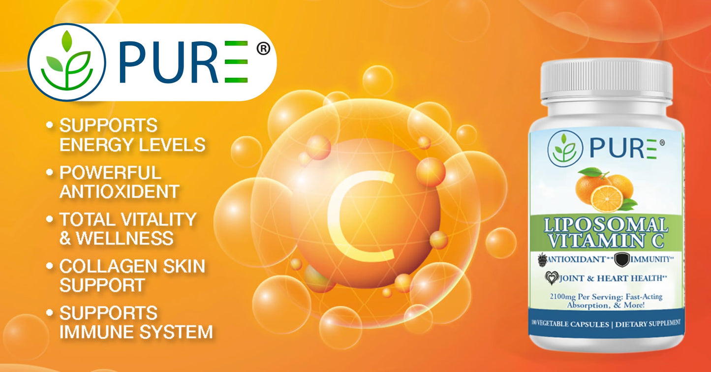 PURE Liposomal Vitamin C 2100mg Capsules, 180 Count