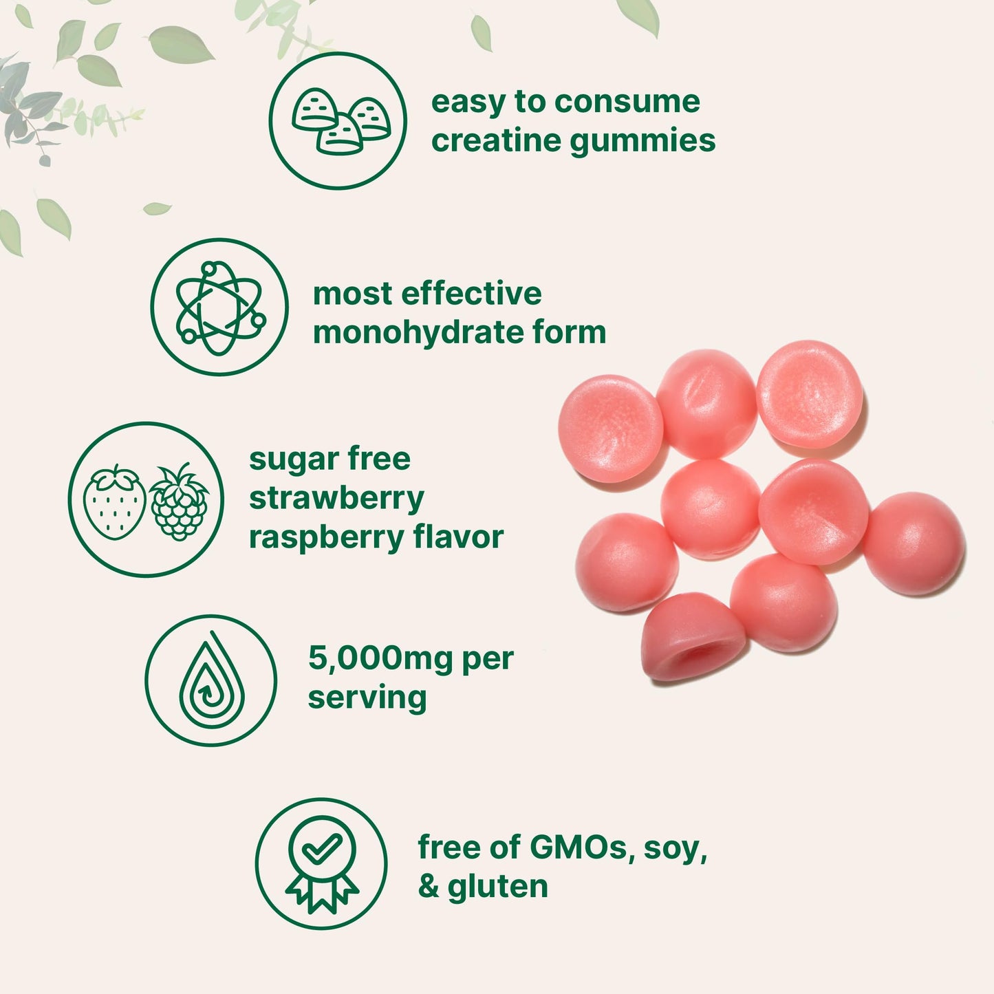 Micro Ingredients Creatine Monohydrate Gummies 5,000mg Per Serving, 120 Gummies