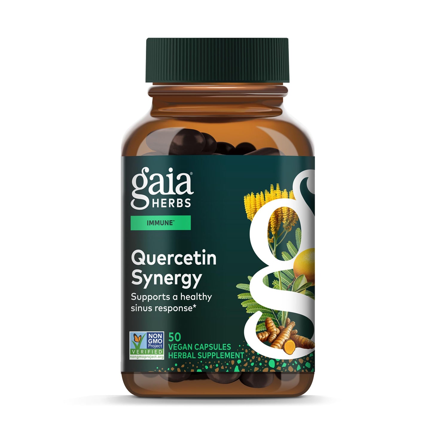 Gaia Herbs Quercetin Synergy - Supports Immune Health* - Wellemon Lemon Fruit Extract Capsules, 50