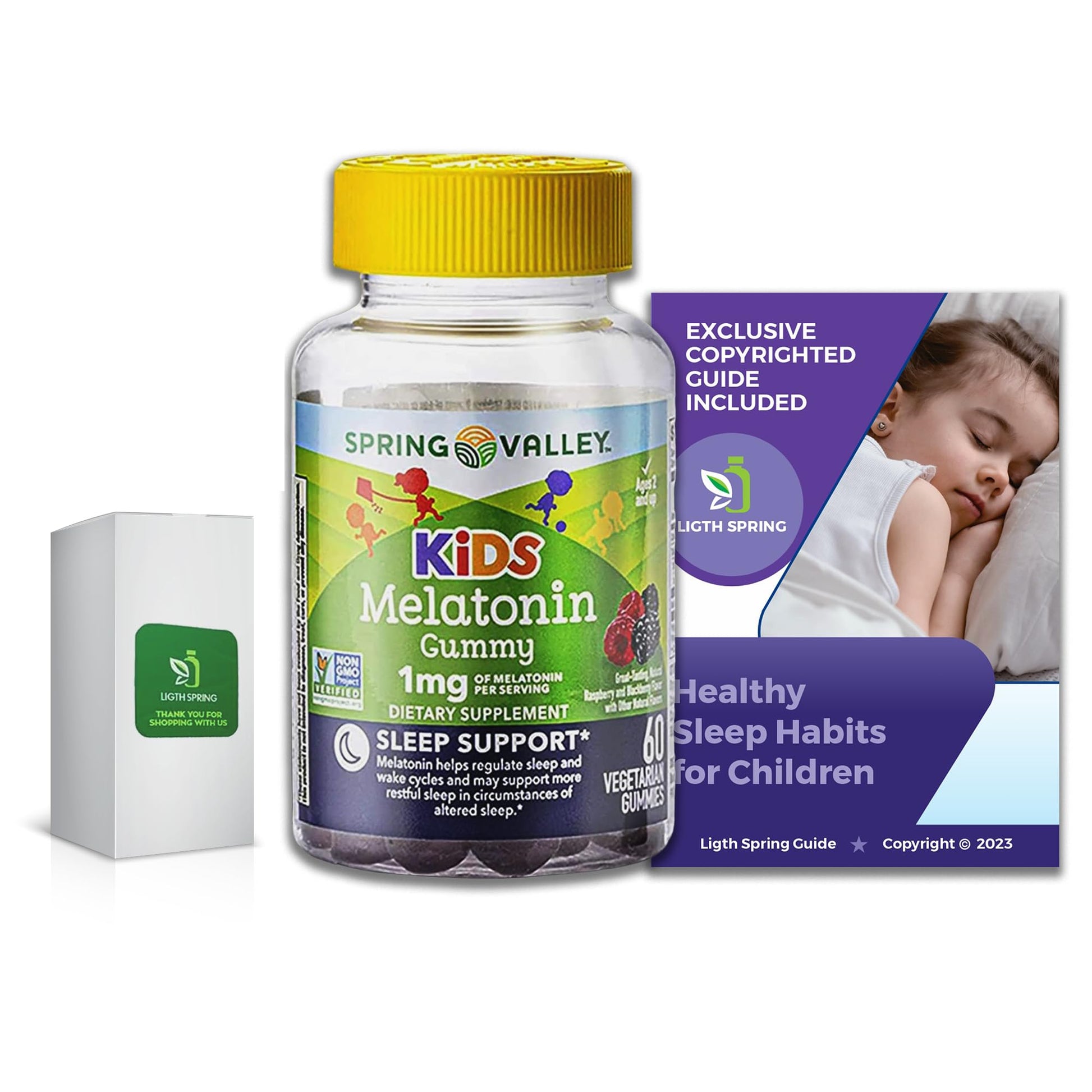 LightSpring Vegetarian Melatonin Gummies for Kids, 60 Count