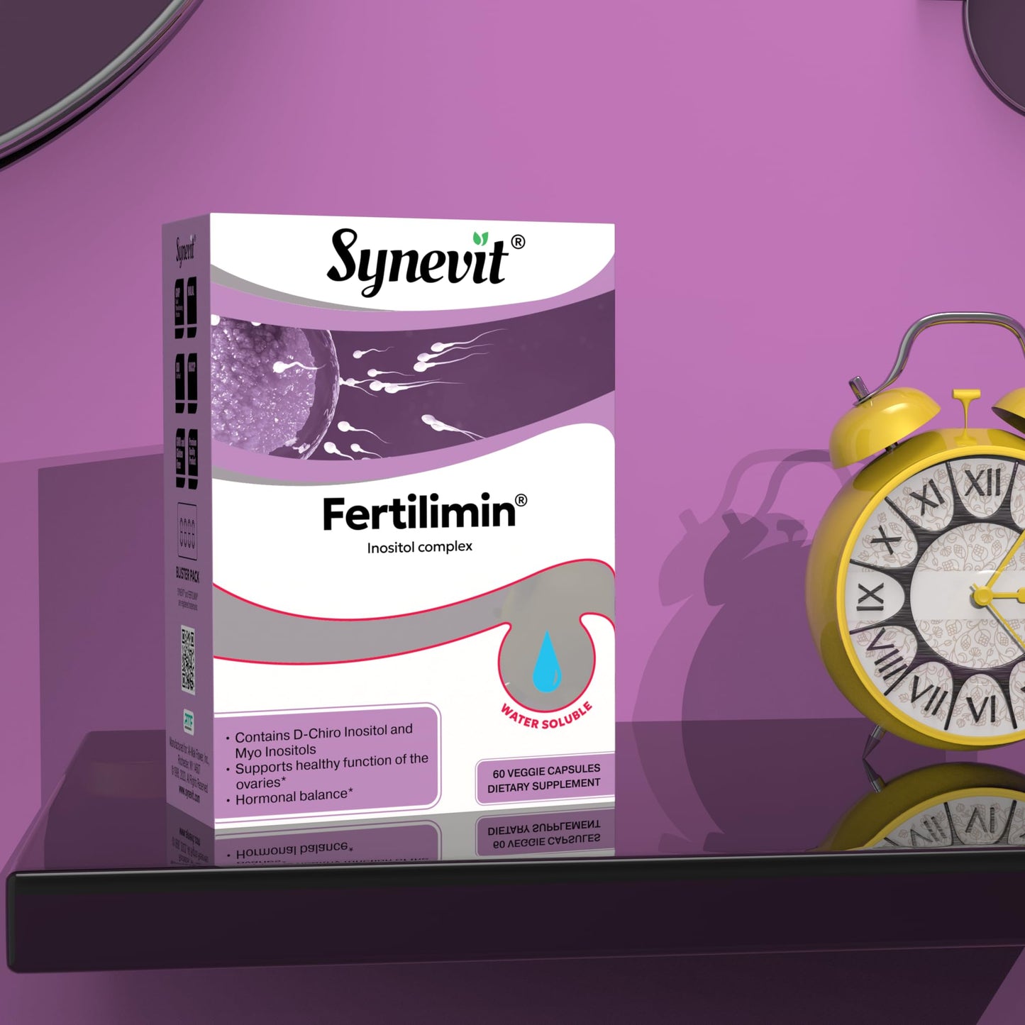 Synevit Fertilimin Fertility Supplement for Women – Supports Ovulation, Hormonal Balance, PCOS & Regular Cycles Capsules, 60 Count