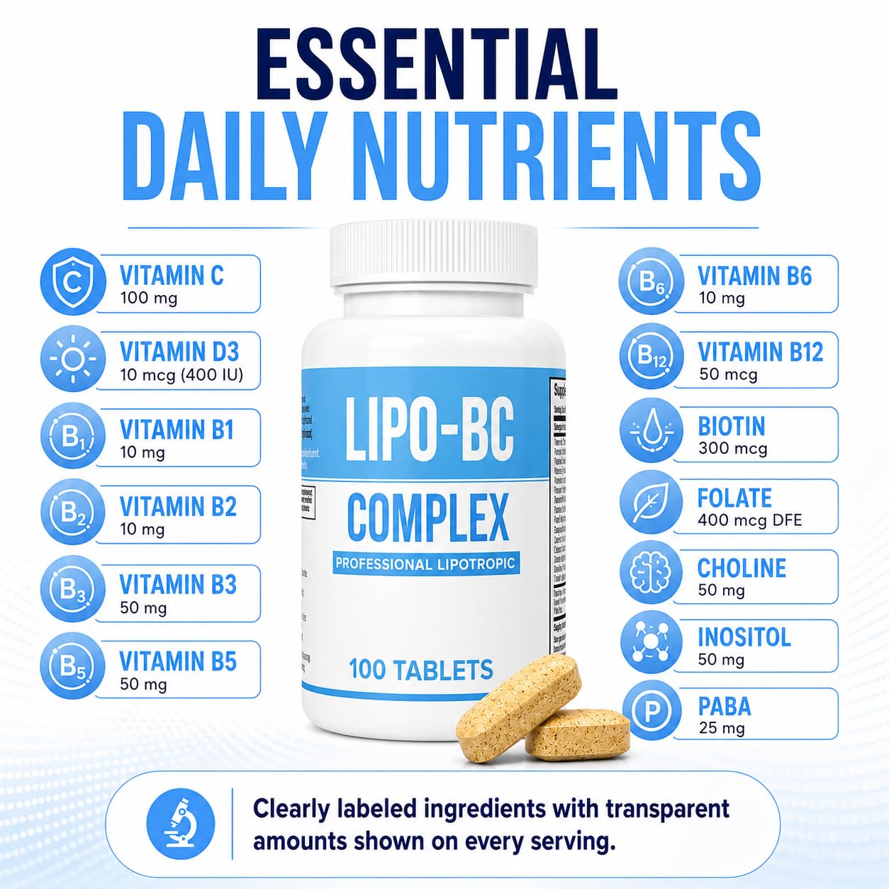 Legere Pharmaceuticals Lipo BC Complex Tablets 200 Tablets
