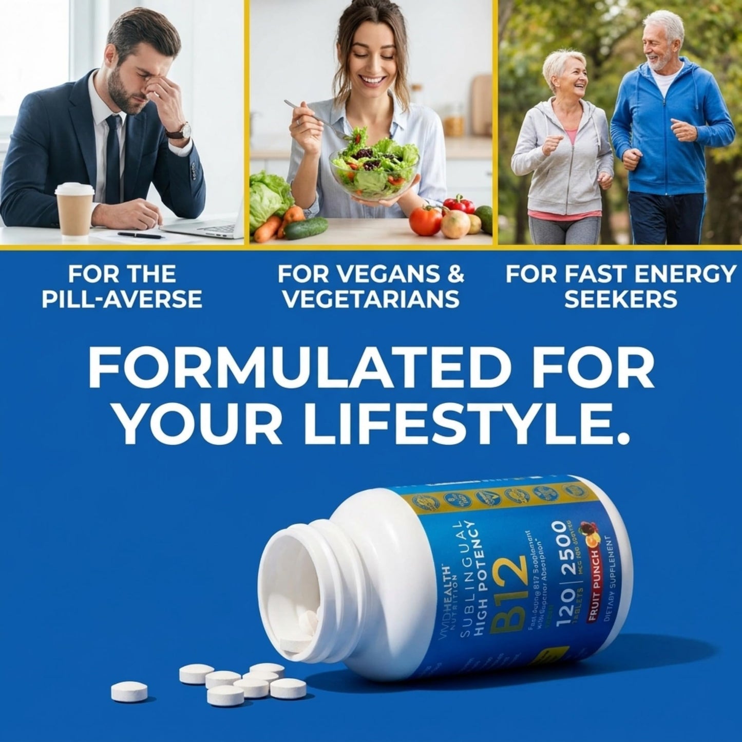 Vivid Health Nutrition Vitamin B12 Sublingual Tablet, 120 Count