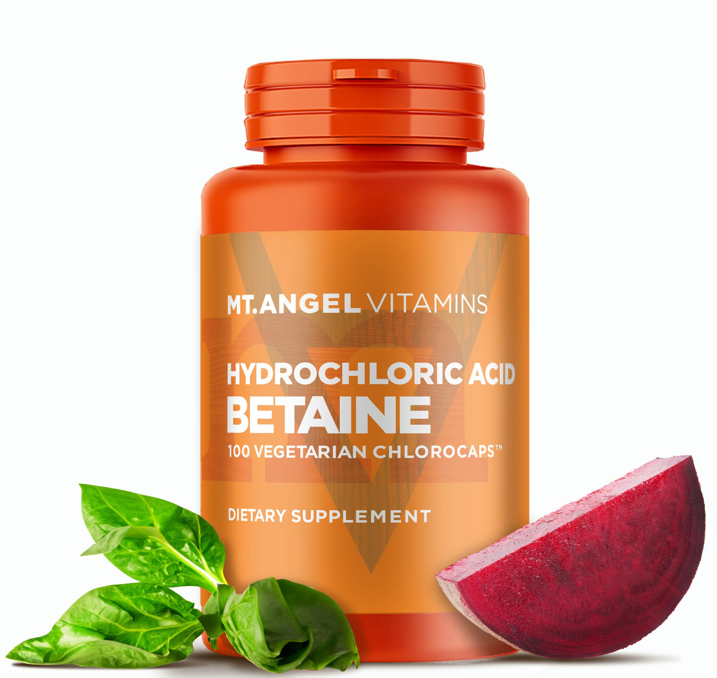 Mt. Angel Vitamins Hydrochloric Acid Betaine Capsules, 100 Count