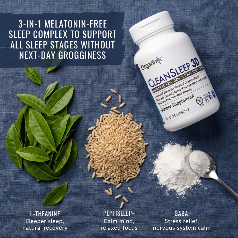 Organixx Clean Sleep 3D Melatonin Free, L-Theanine & GABA Capsule, 30 Count