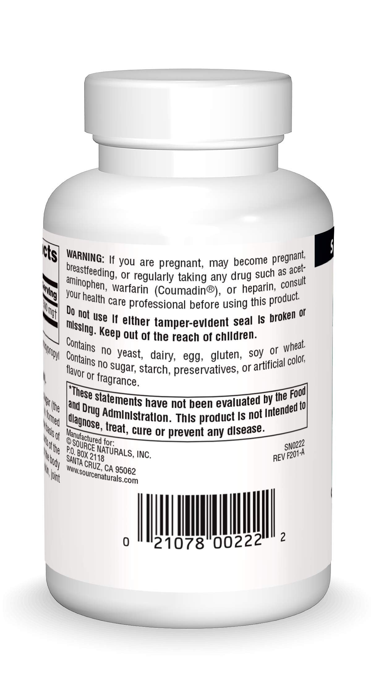 Source Naturals N-A-G 500 mg N-Acetyl Glucosamine for Connective Tissue Support Tablet, 120 Tablets