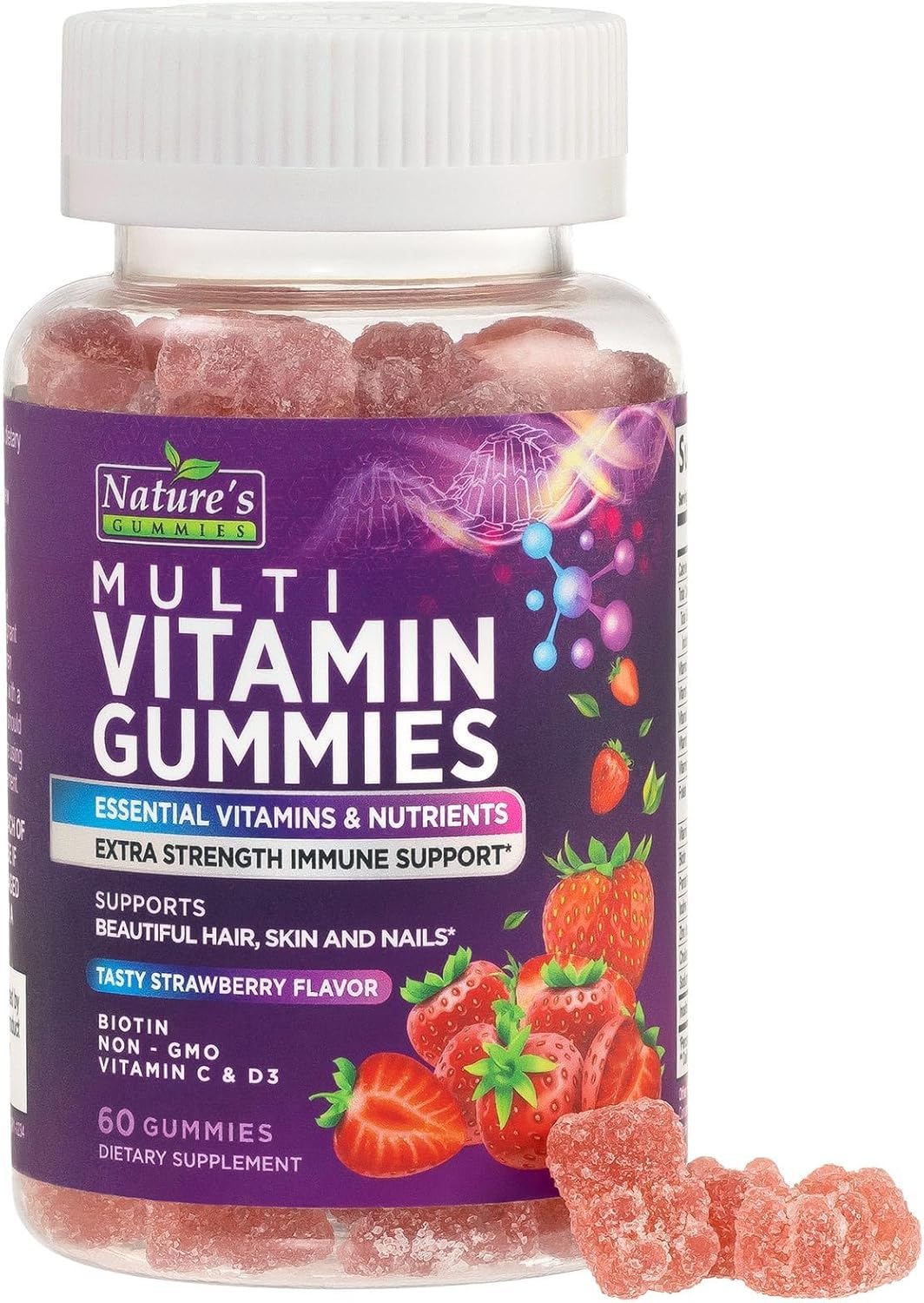 Nature's Gummies Multivitamin Gummies for Adults - Complete Multivitamin Gummy for Women & Men, Vegetarian Gummy Multivitamins, 60 Gummies